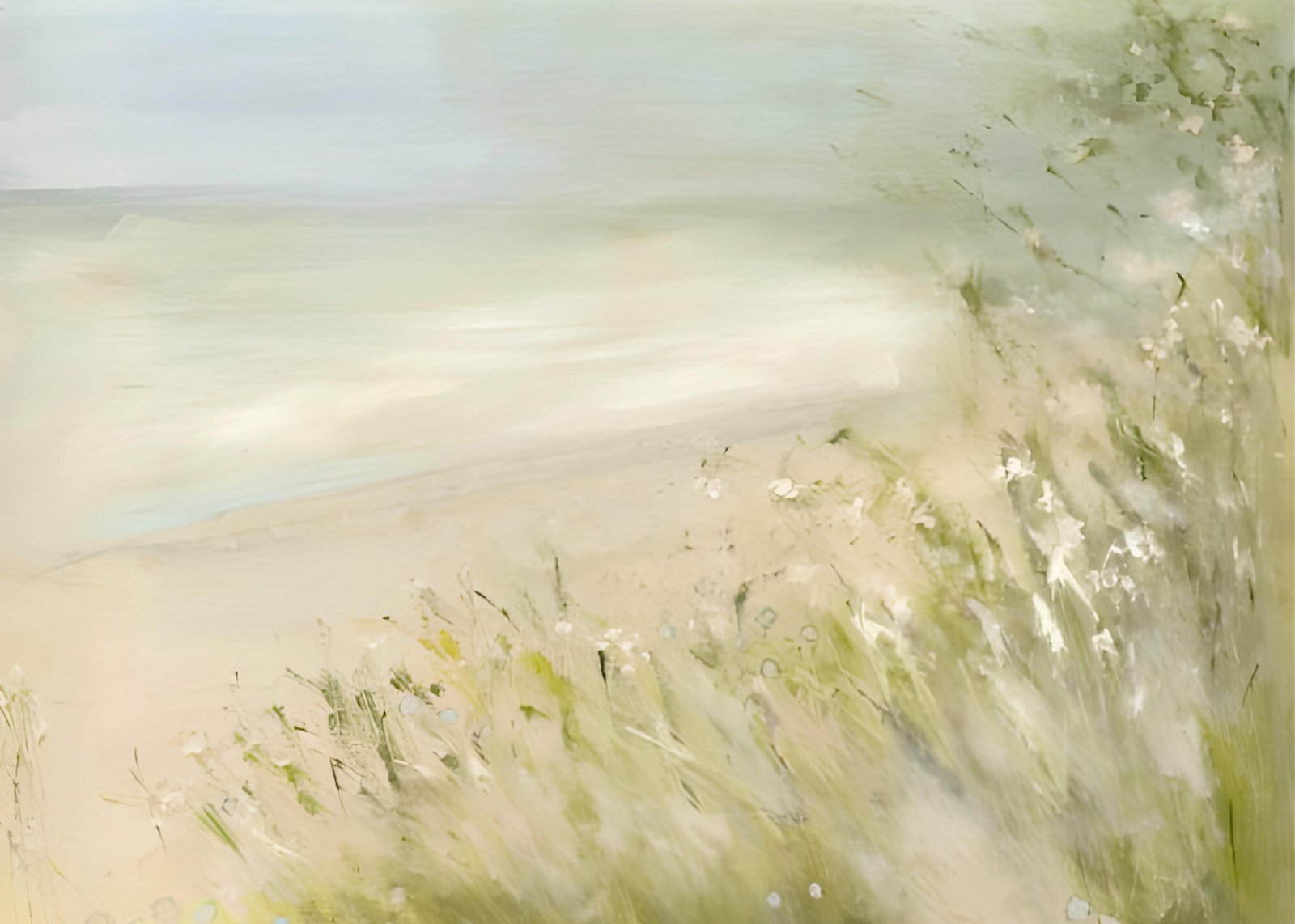 Serene Coastal Meadow Landscape Wall Art