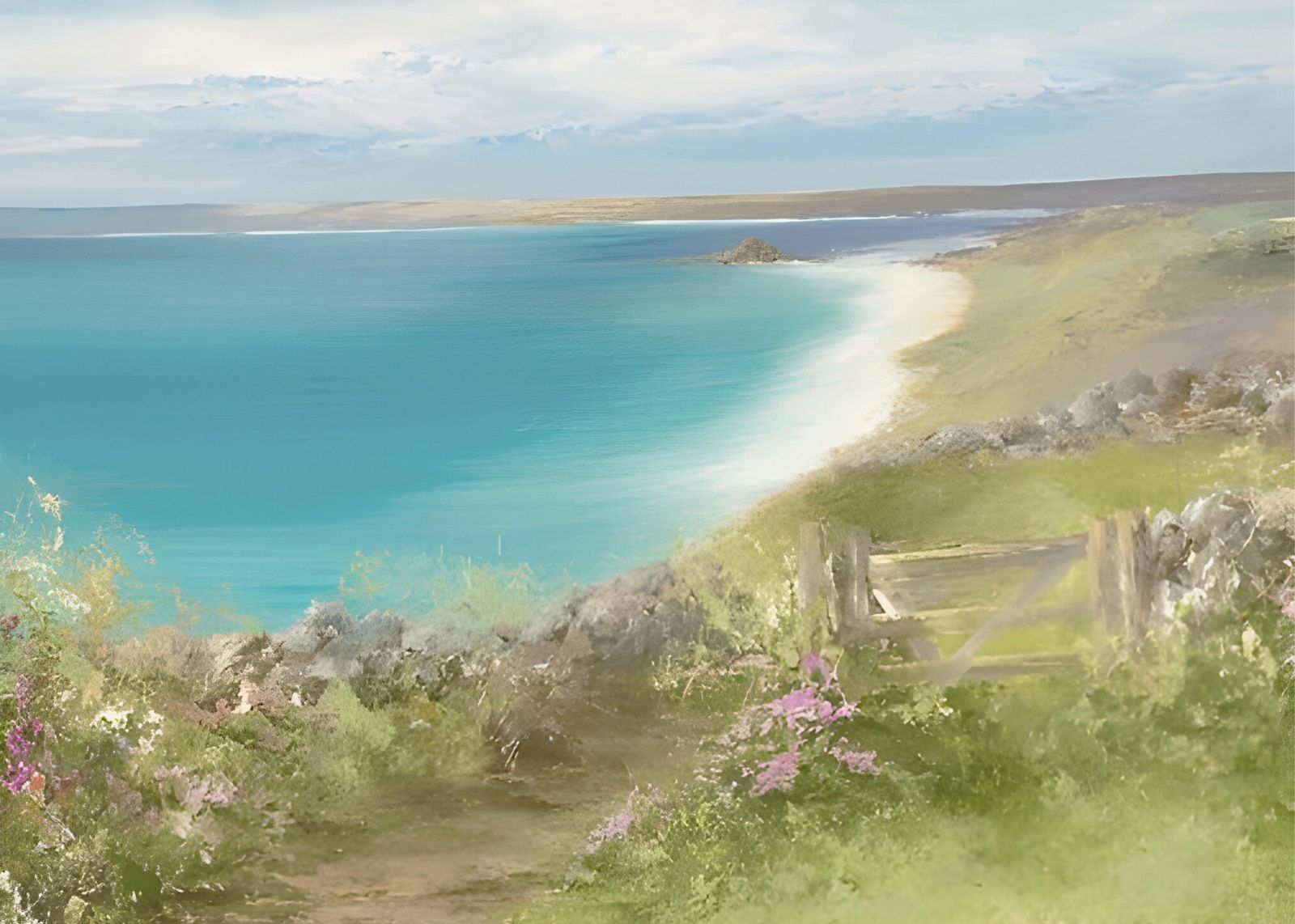 Coastal Path Serenity Landscape Wall Art