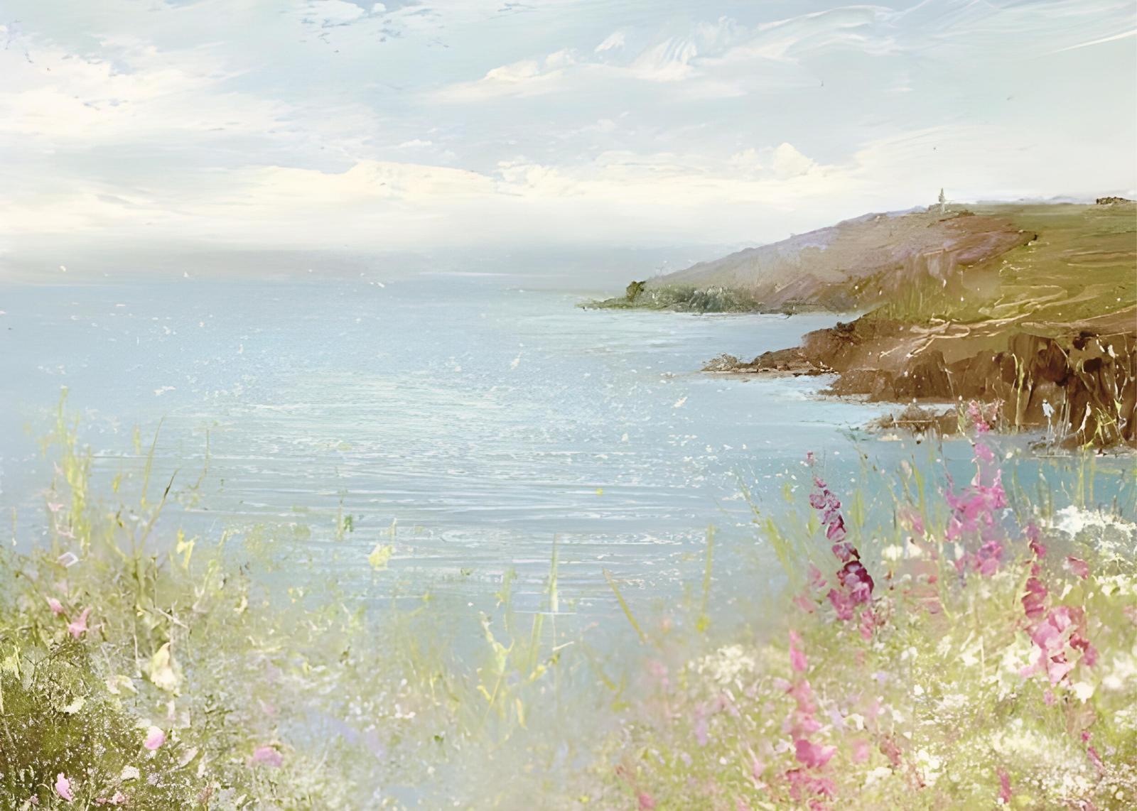 Coastal Serenity Wildflowers & Ocean Wall Art