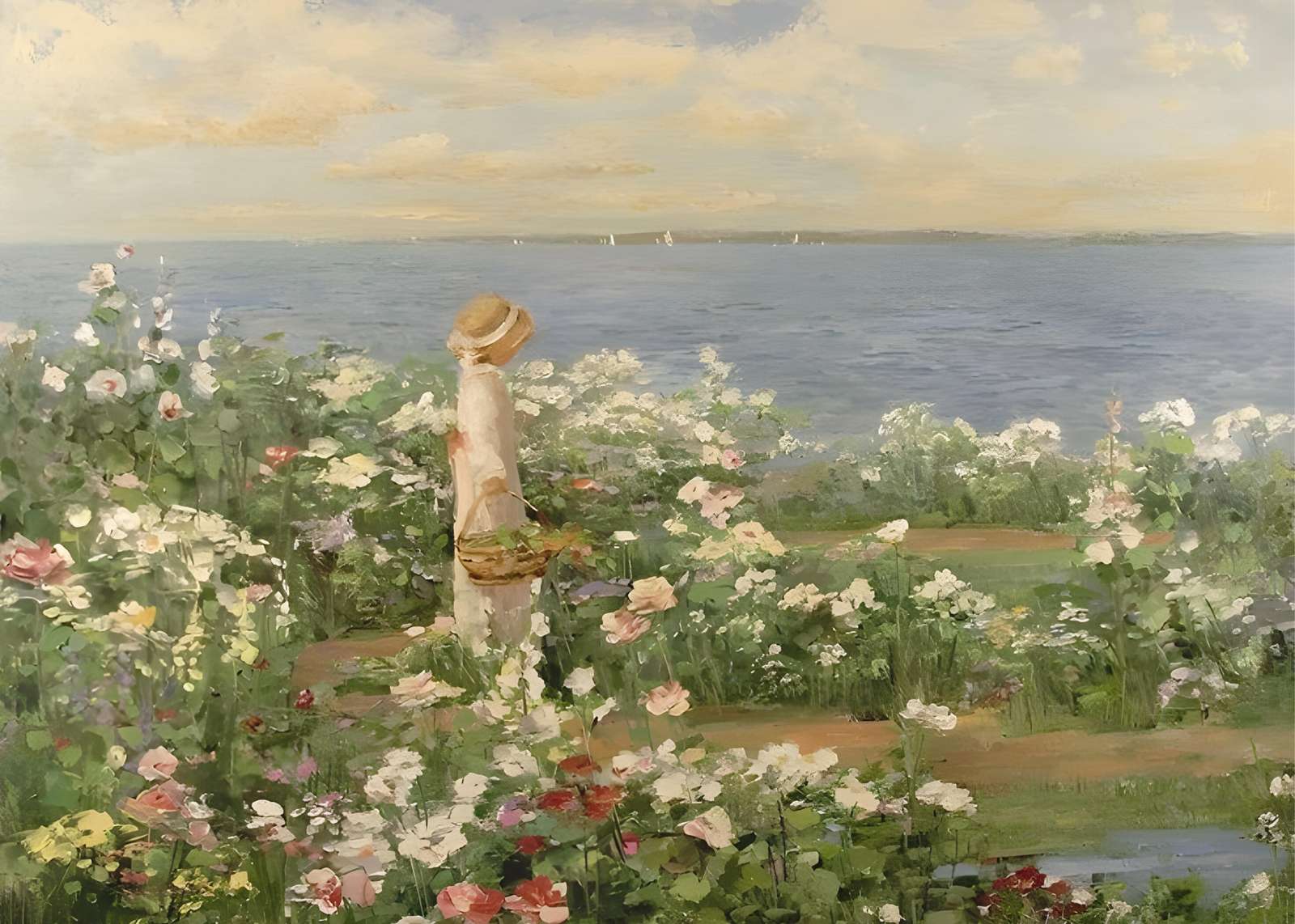Seaside Garden Serenity Woman Wall Art