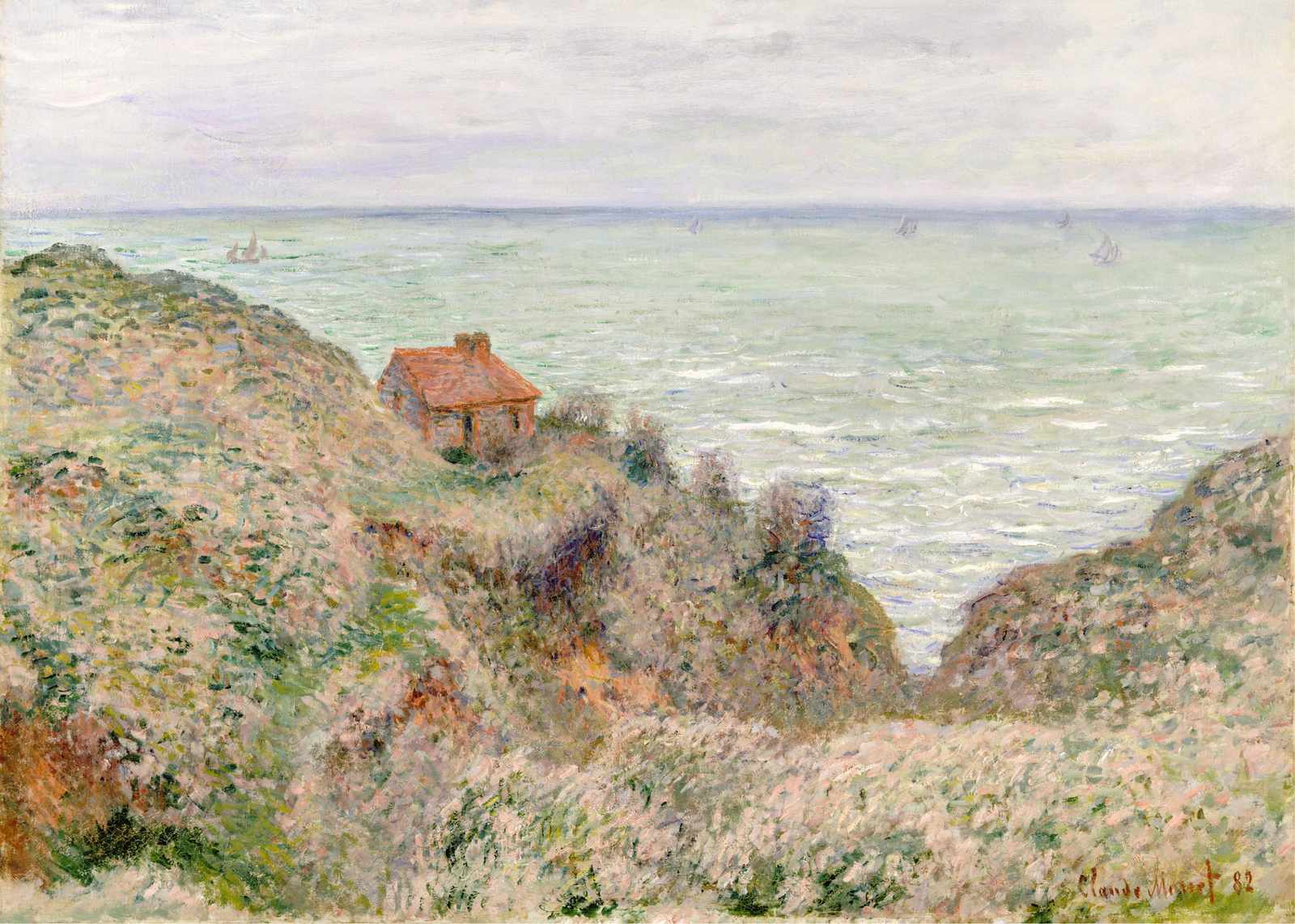 Coastal Cottage Seascape Monet Wall Art