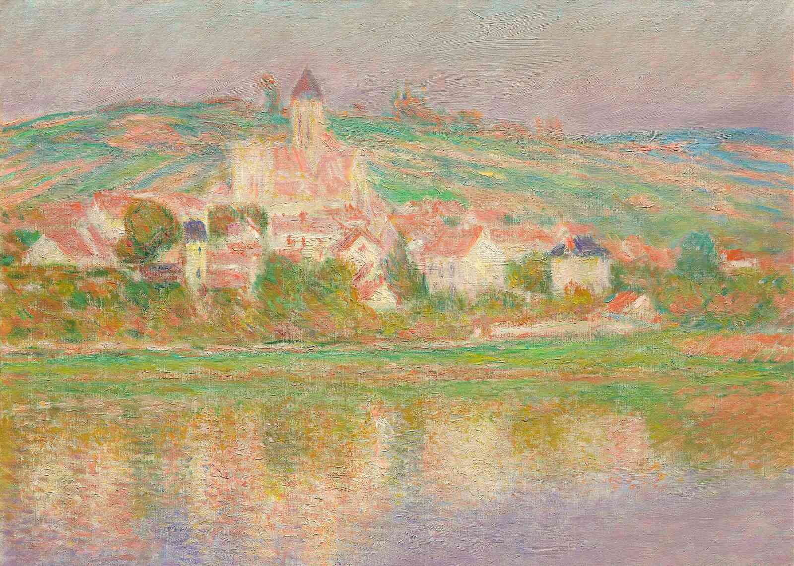 Impressionist Riverside Village Wall Art