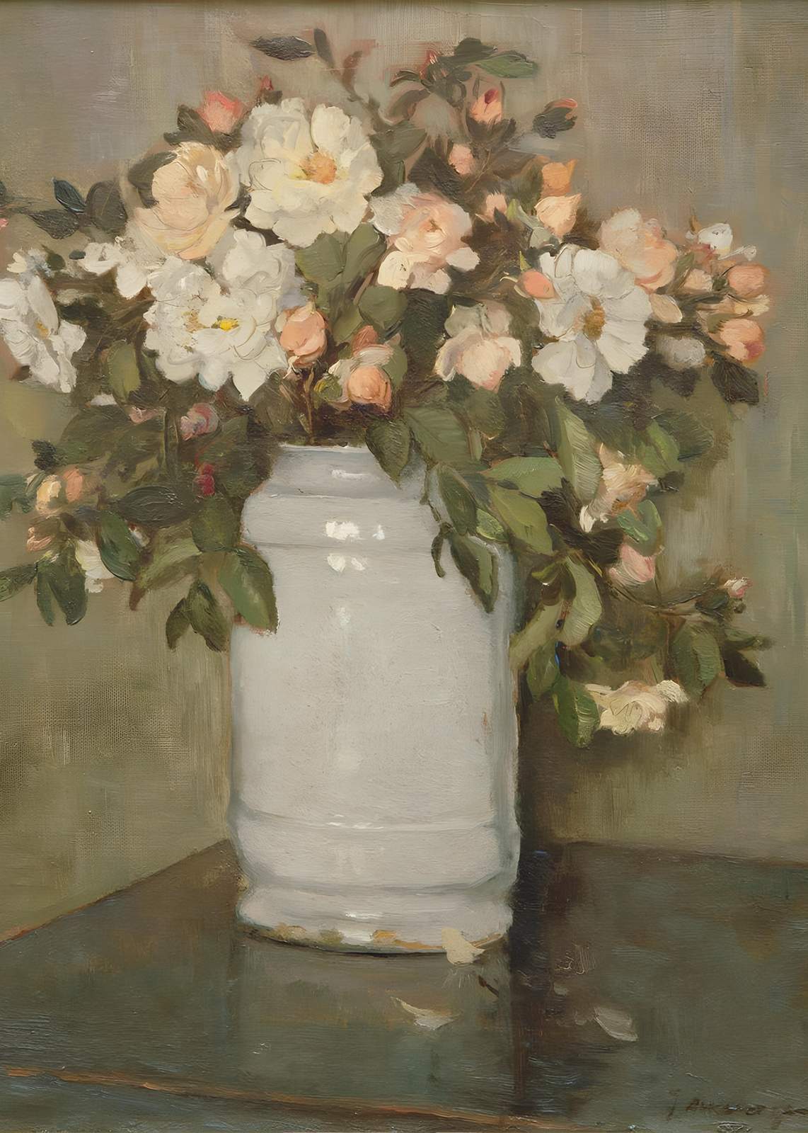 Elegant Rose Still Life Oil Painting Wall Art