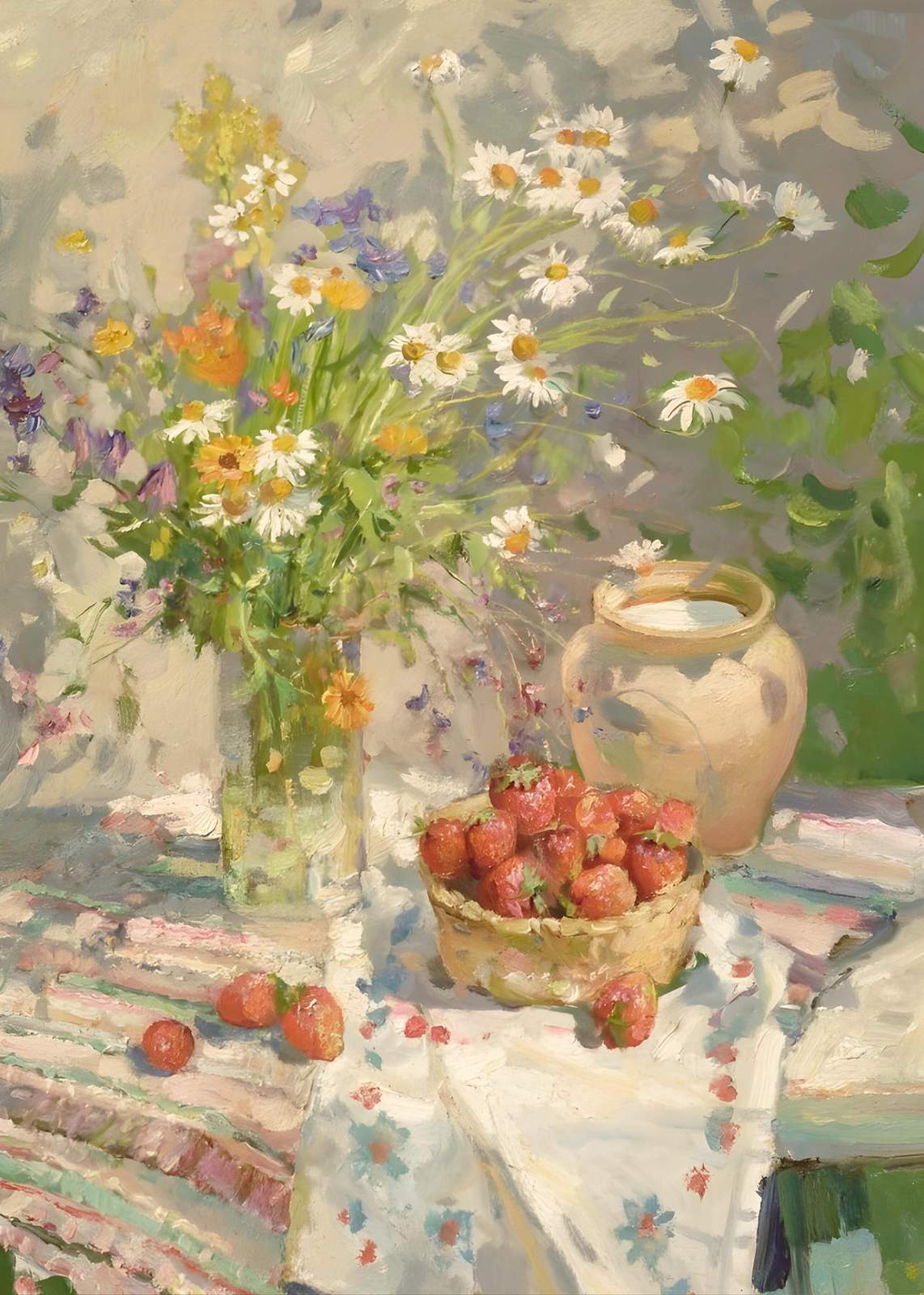 Summer Meadow Bouquet & Strawberries Wall Art