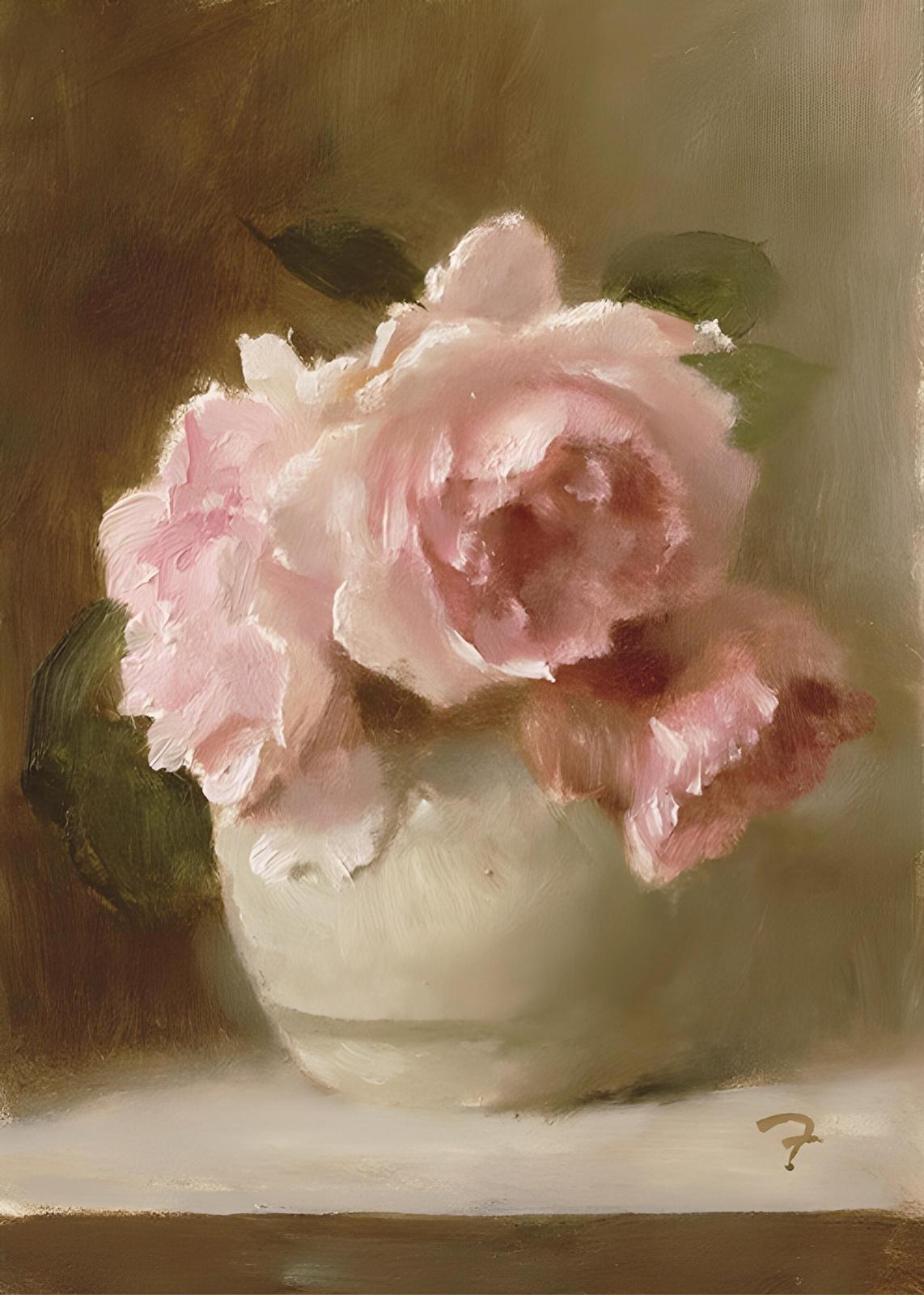 Elegant Pink Rose Still Life Wall Art