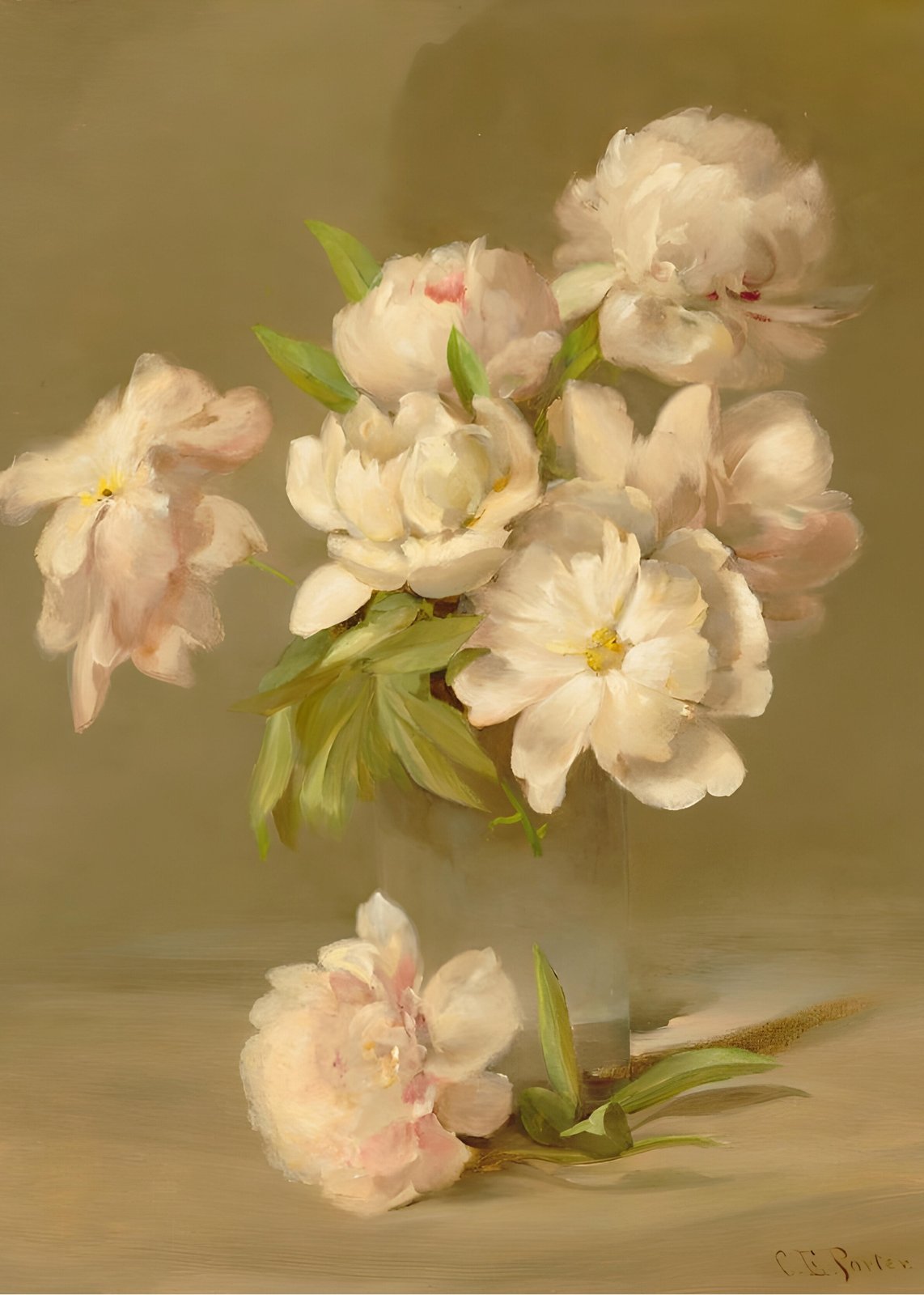 Elegant Cream Peony Still Life Wall Art