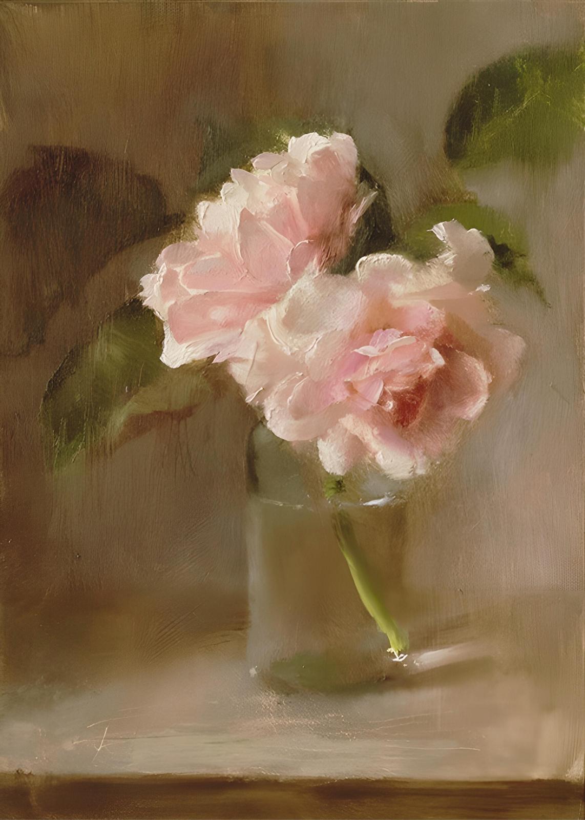 Soft Pink Roses Still Life Wall Art