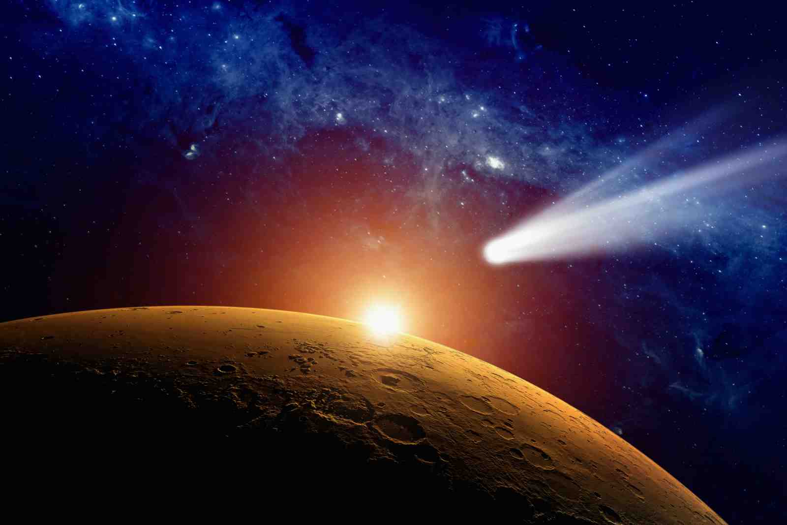 Stunning Comet Over Planet Wall Art