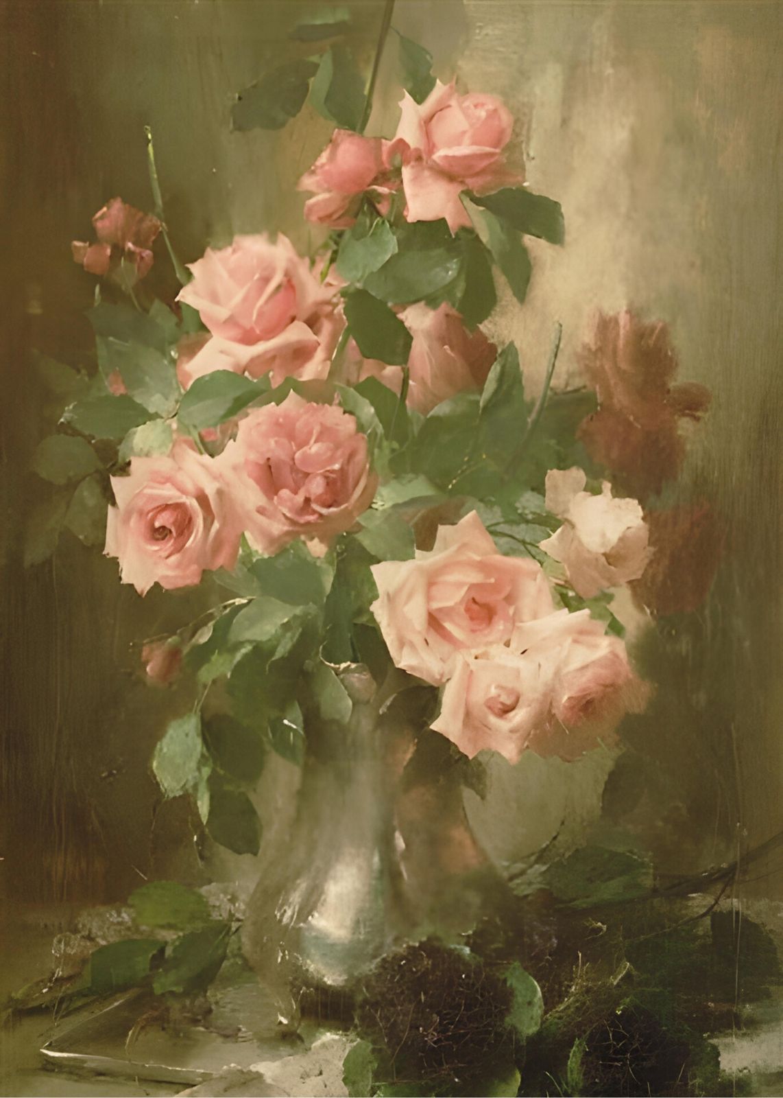 Elegant Pink Roses Still Life Wall Art