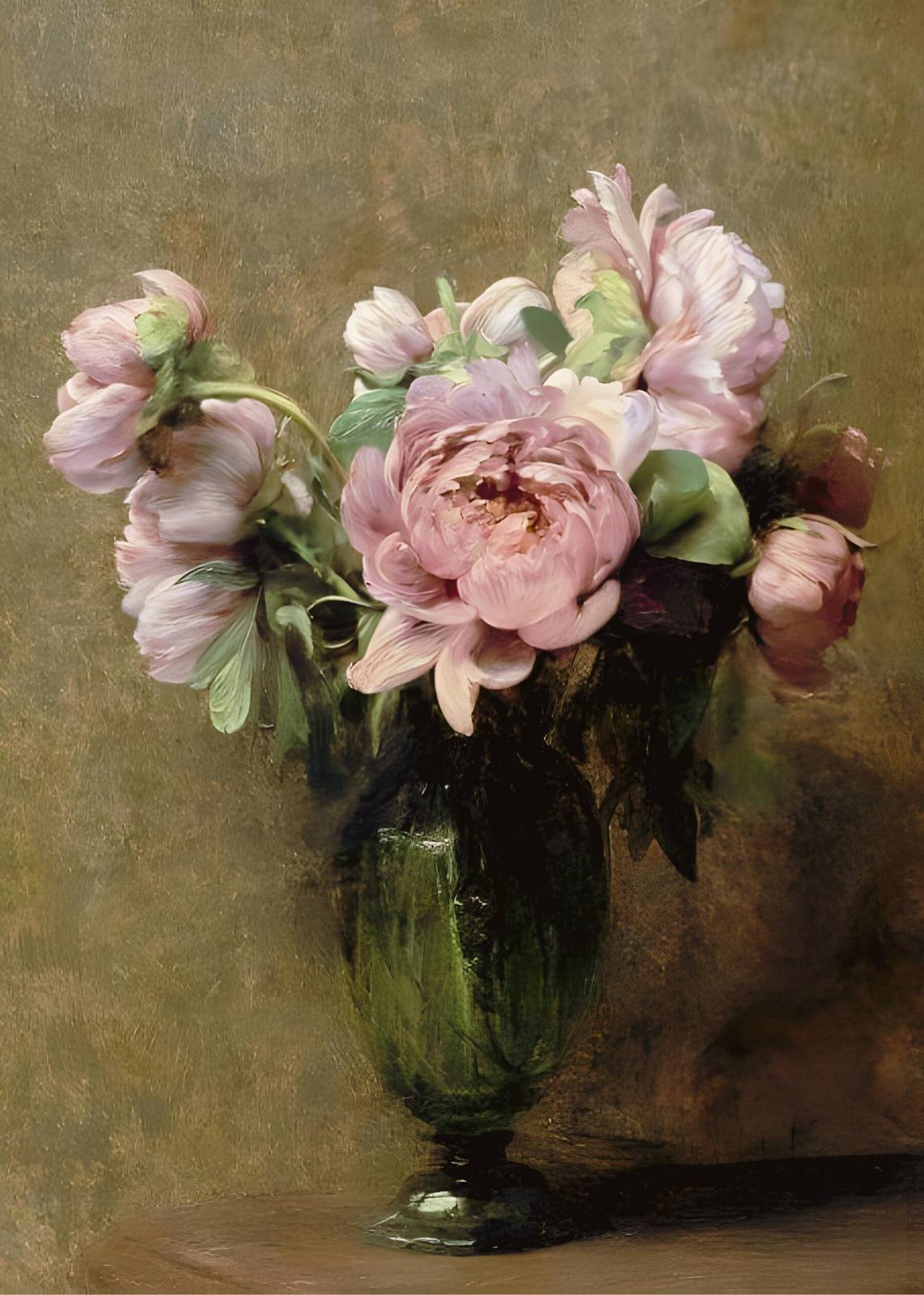 Elegant Pink Peony Still Life Wall Art
