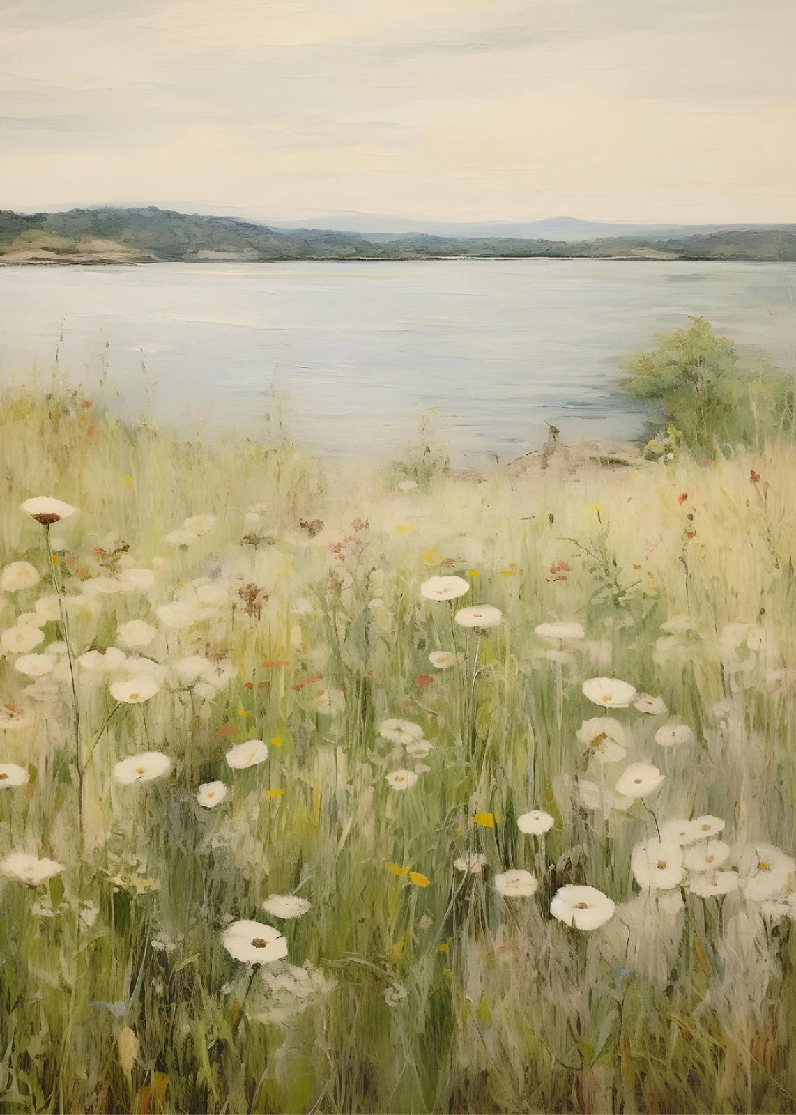 Serene Meadow Lake Landscape Wall Art