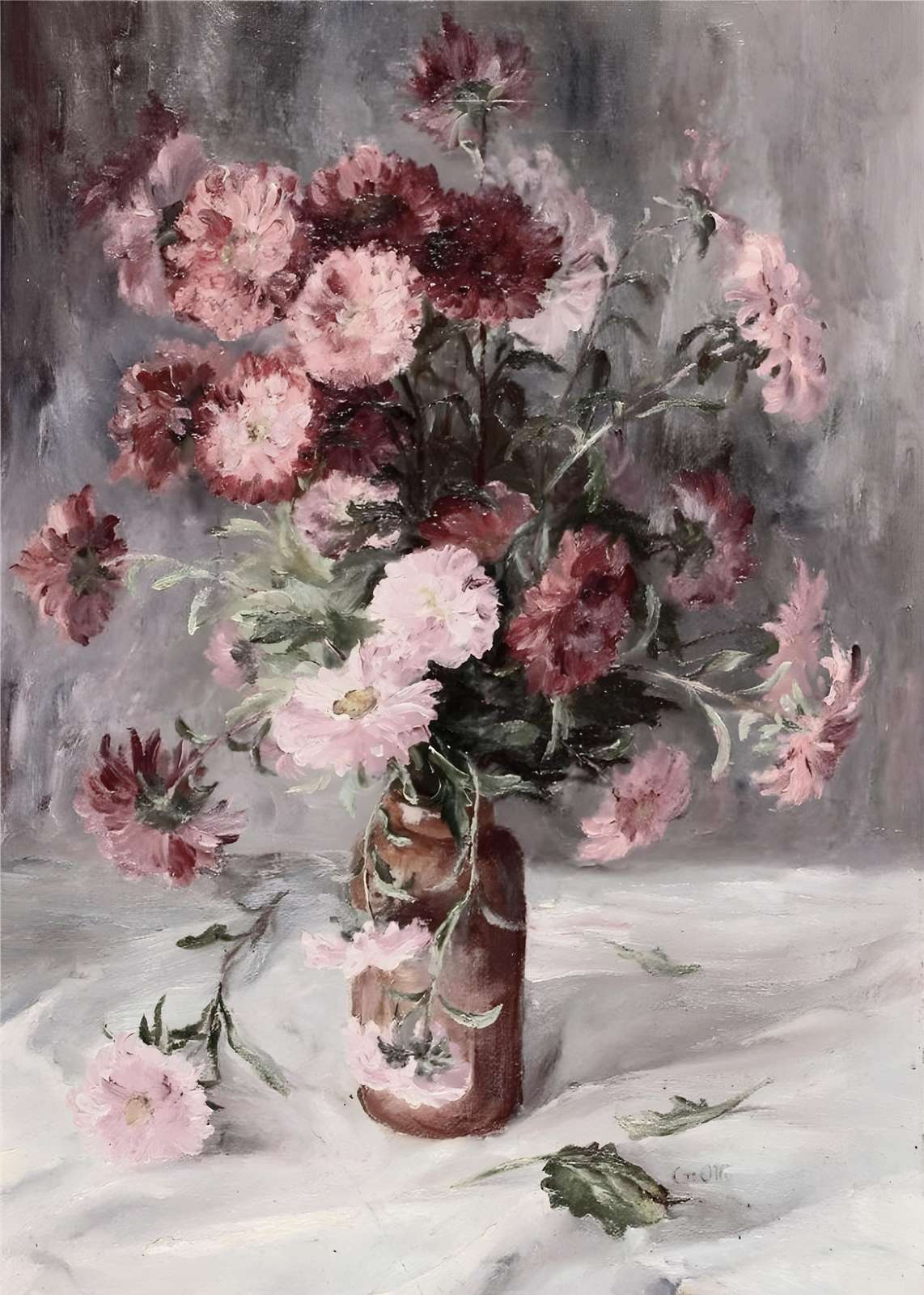 Elegant Pink Flower Still Life Wall Art