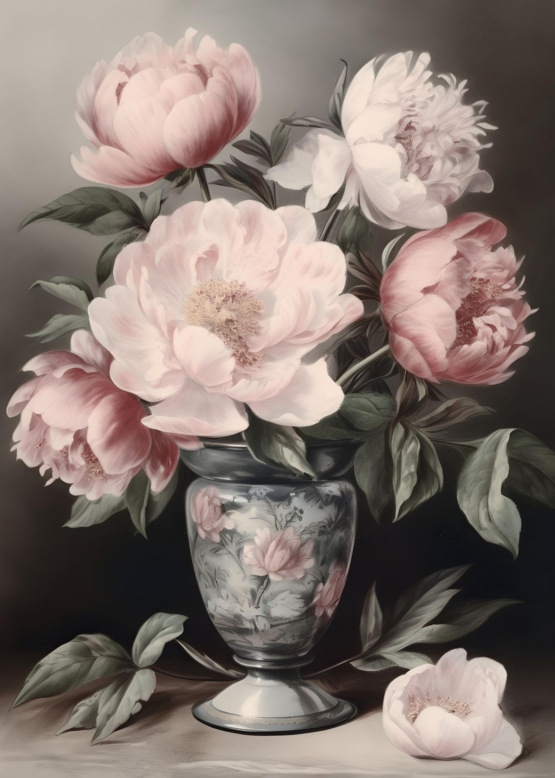Elegant Pink Peonies Floral Wall Art