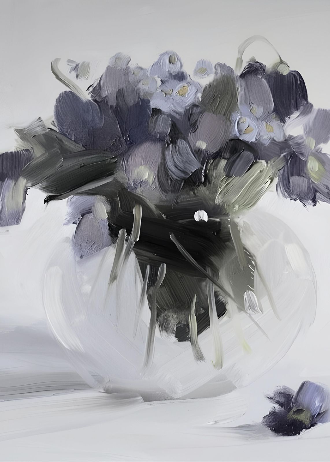 Moody Floral Still Life Oil Painting Wall Art