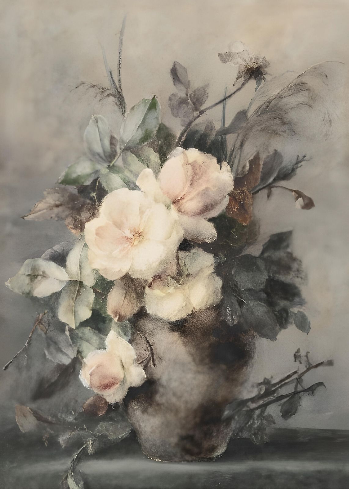 Soft Vintage Rose Bouquet Wall Art