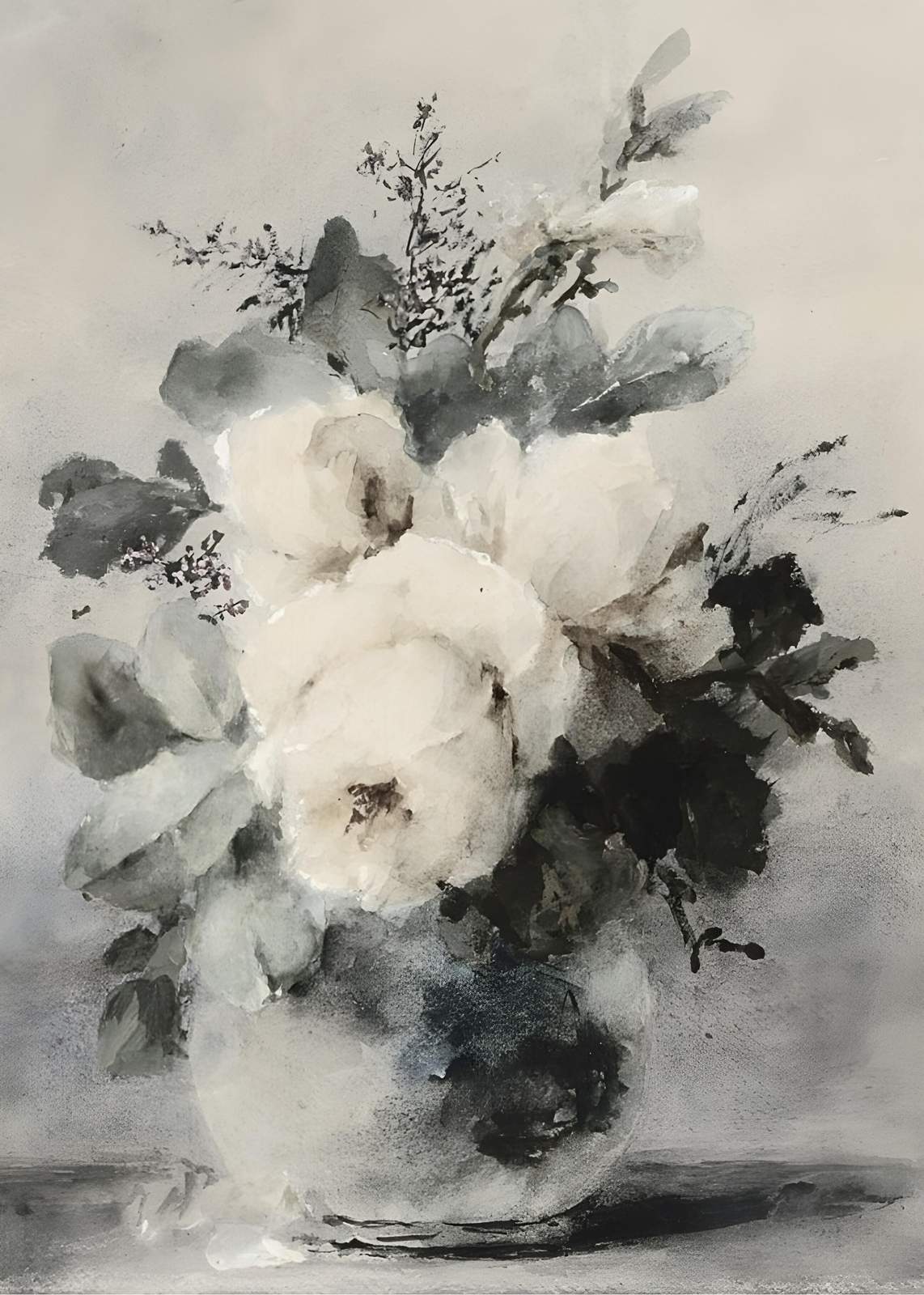 Monochromatic Rose Bouquet Wall Art