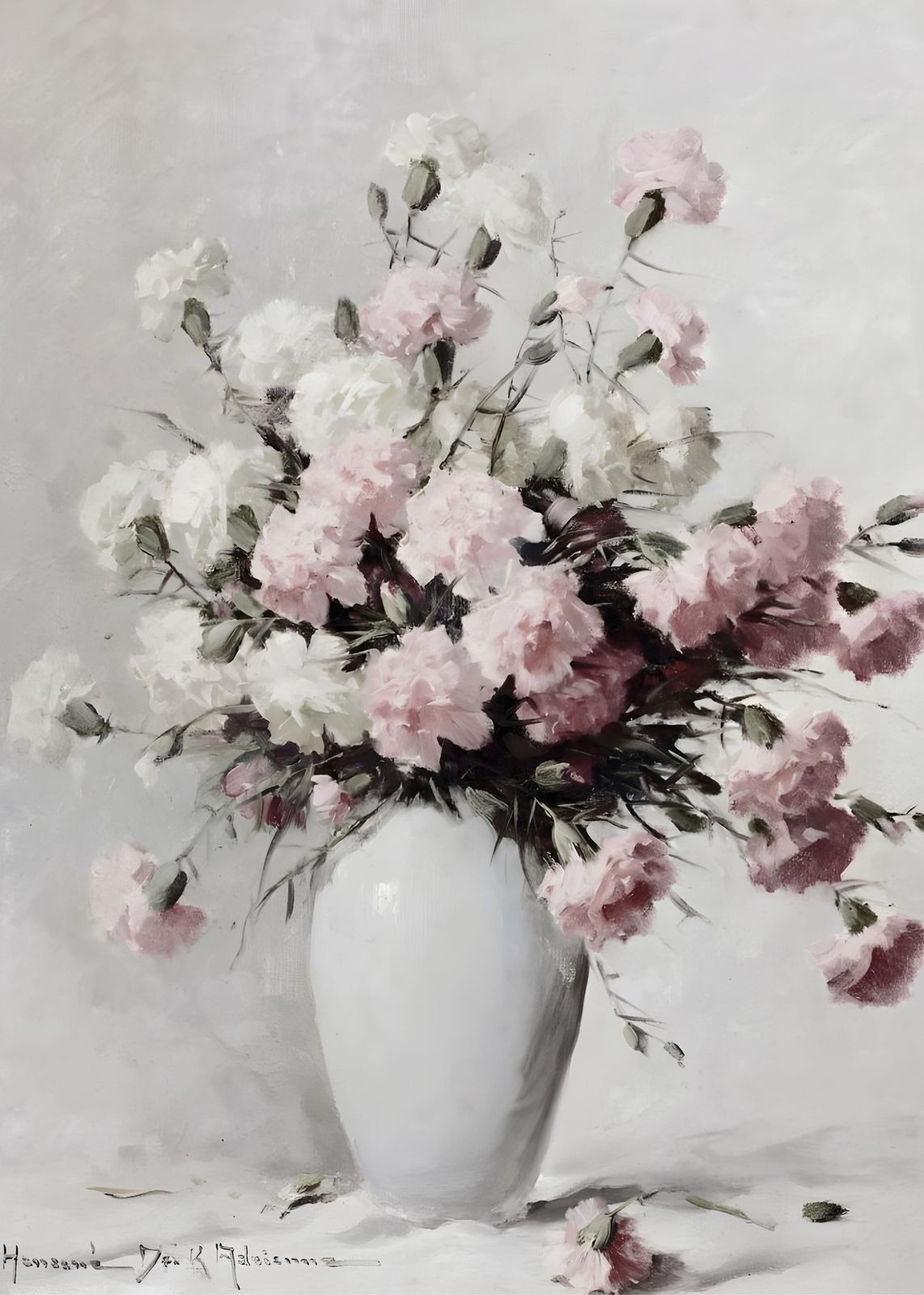 Soft Pink Carnations Still Life Wall Art
