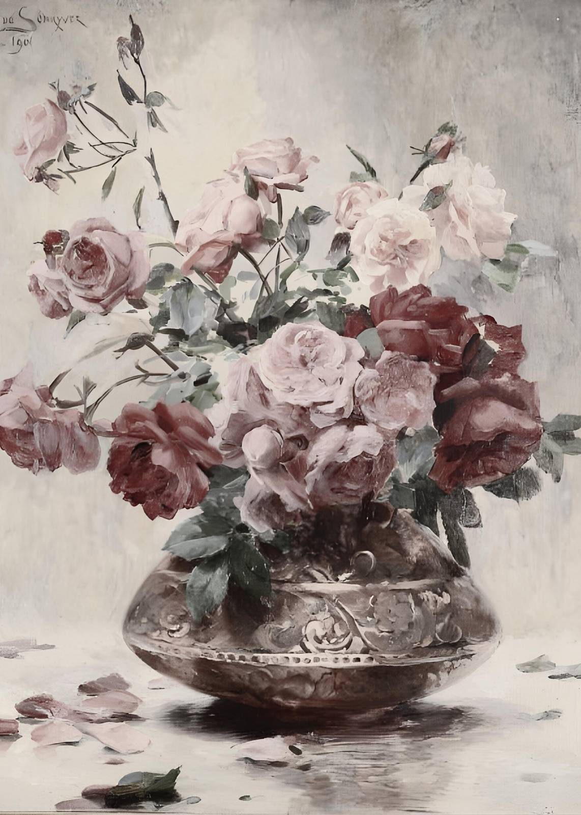 Vintage Rose Still Life Wall Art Wall Art
