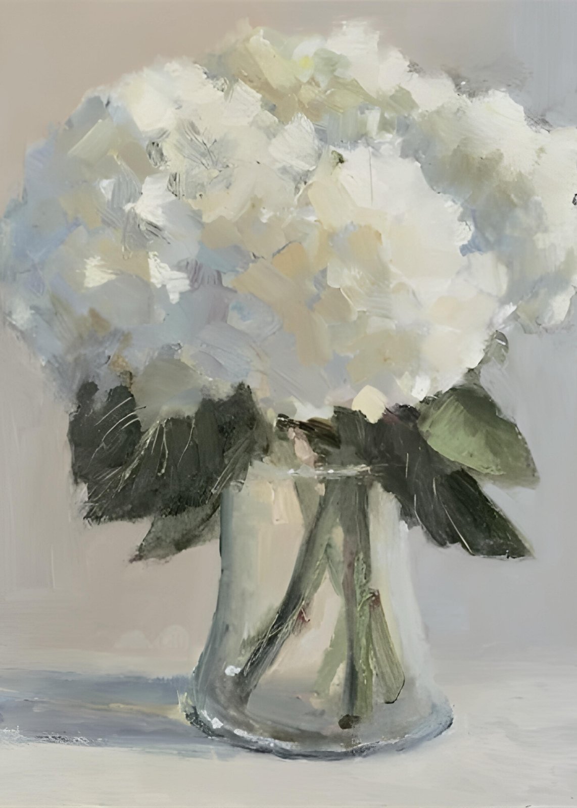 Serene White Hydrangea Still Life Wall Art