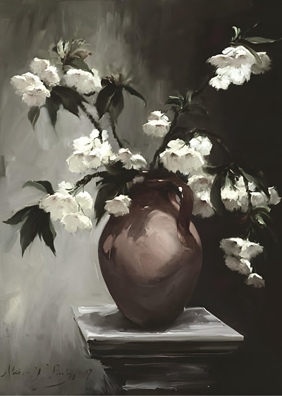 Elegant White Blossom Vase Wall Art