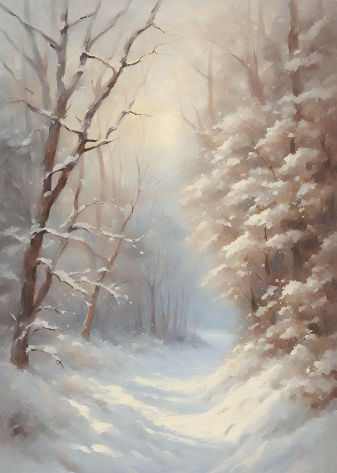 Serene Winter Forest Path Wall Art