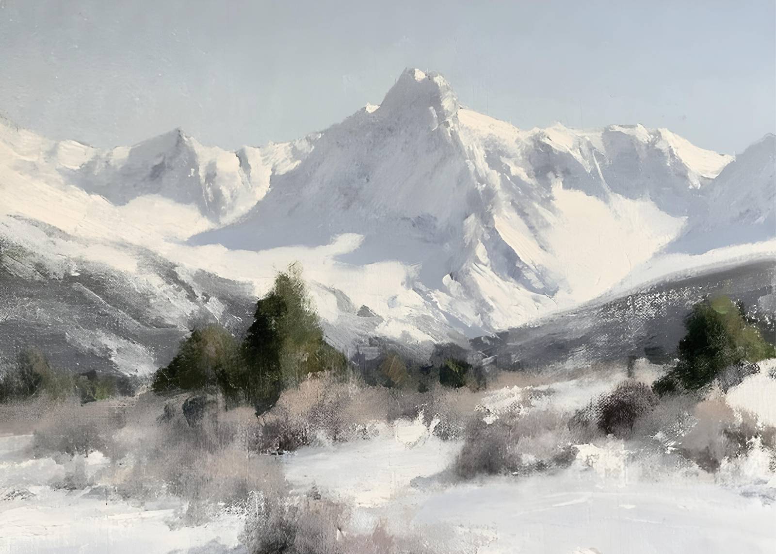 Majestic Snowy Mountain Landscape Wall Art