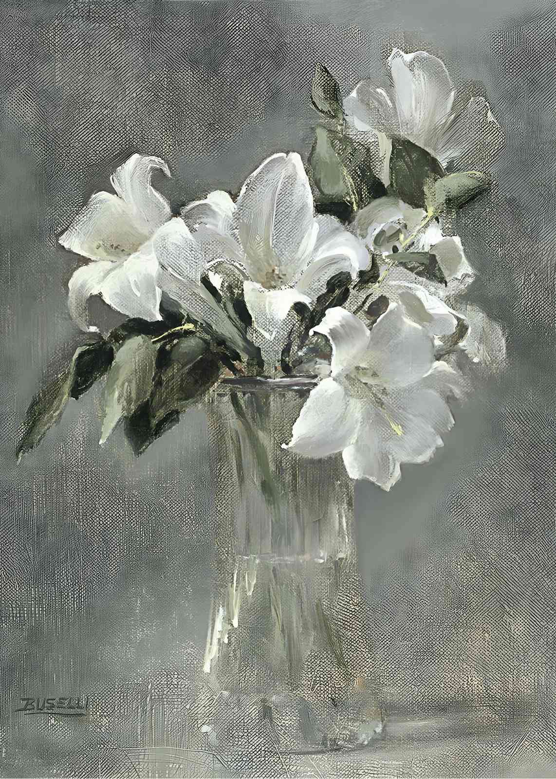 Elegant White Floral Still Life Wall Art