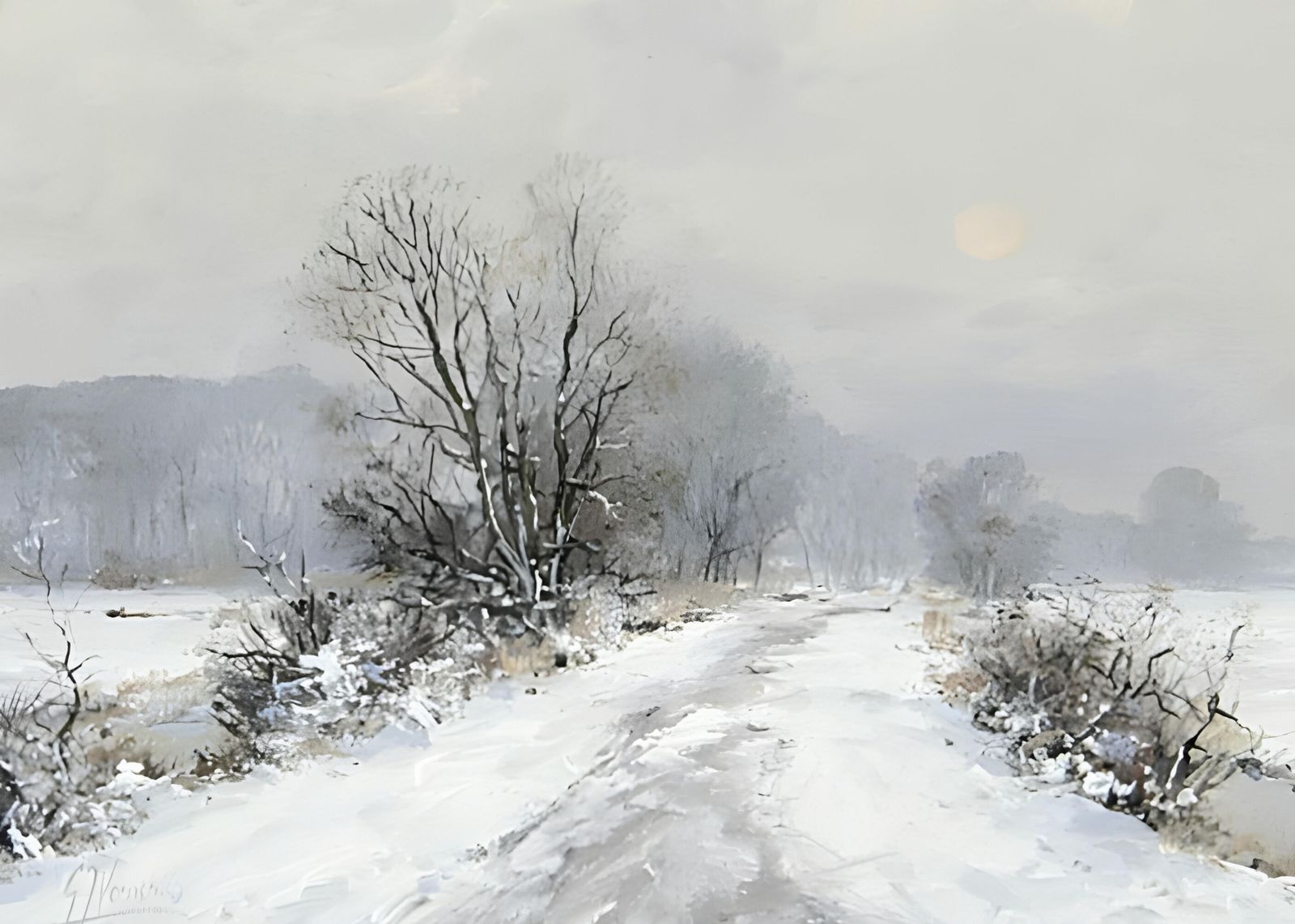 Serene Snowy Path Landscape Wall Art