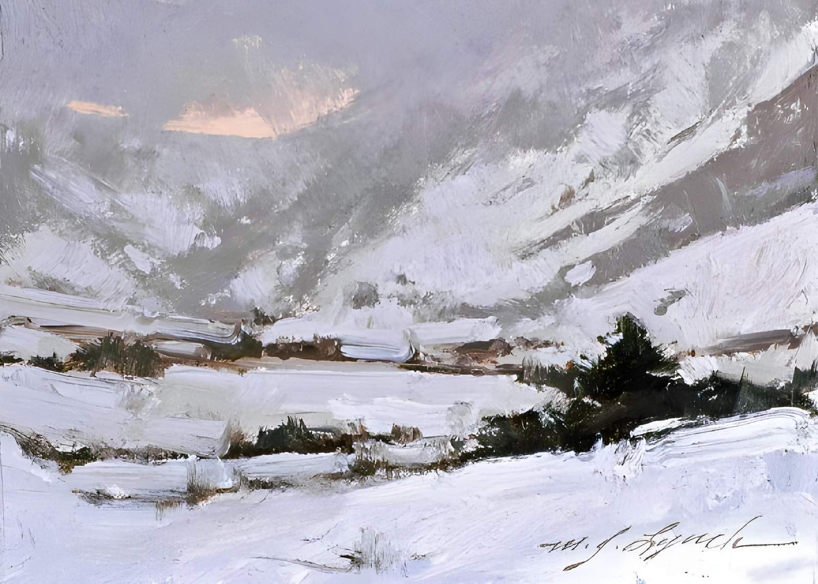 Impressionist Winter Landscape Wall Art