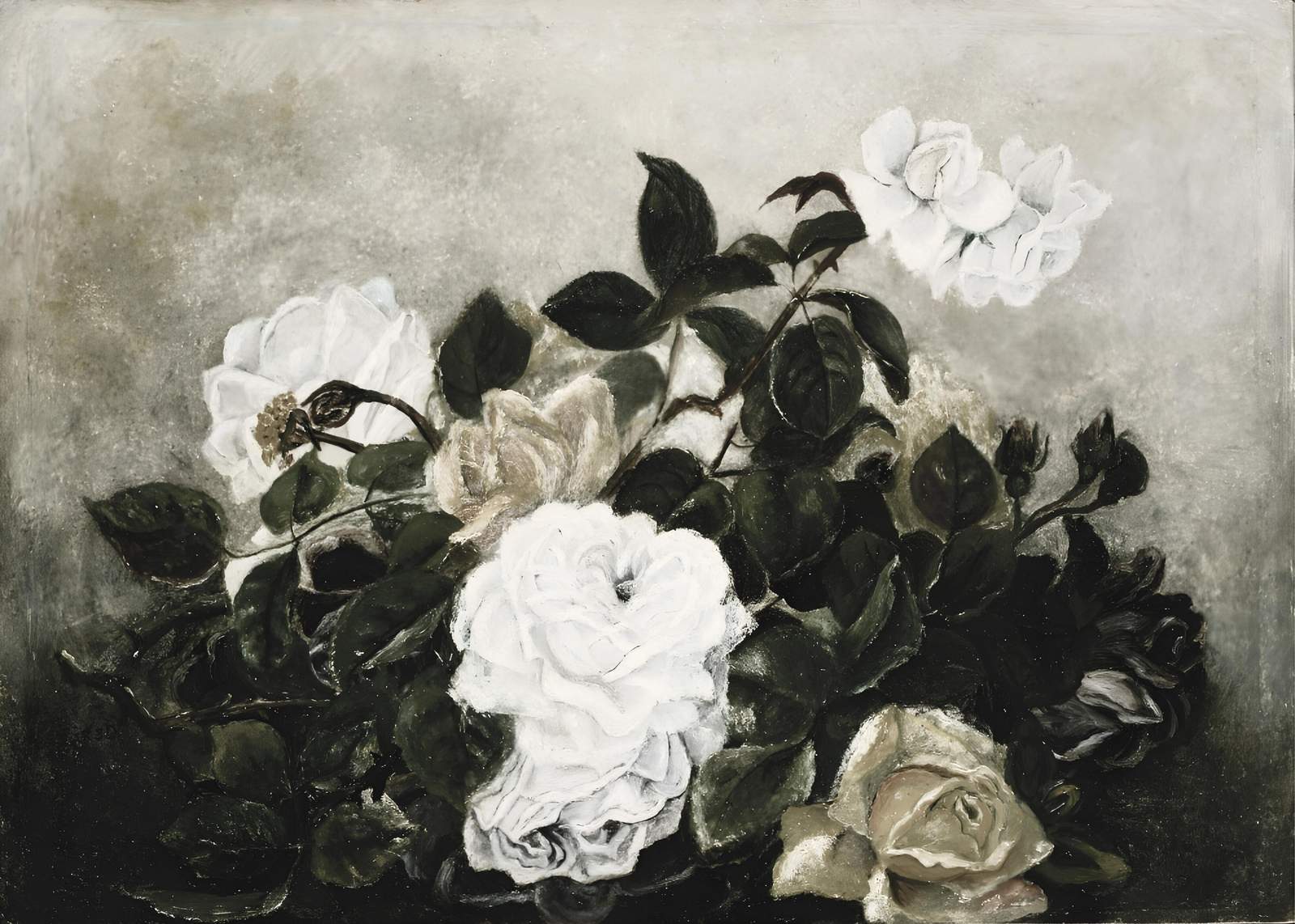 Elegant White Roses Botanical Art Wall Art