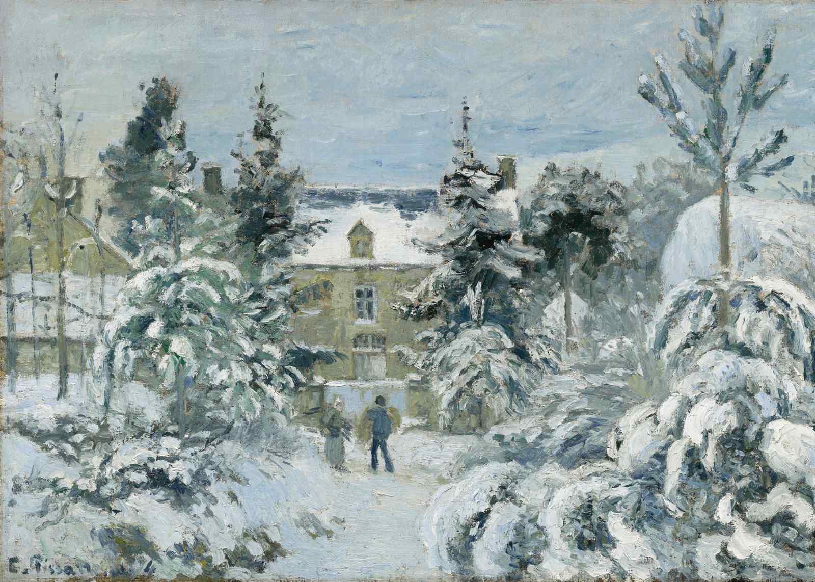 Cozy Winter Scene: Impressionist Snowy Landscape Wall Art