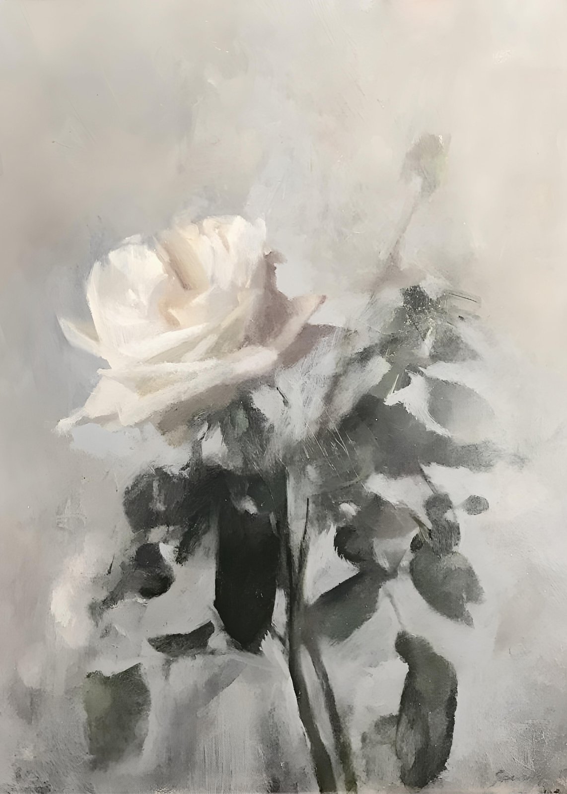 Ethereal White Rose Floral Wall Art Wall Art