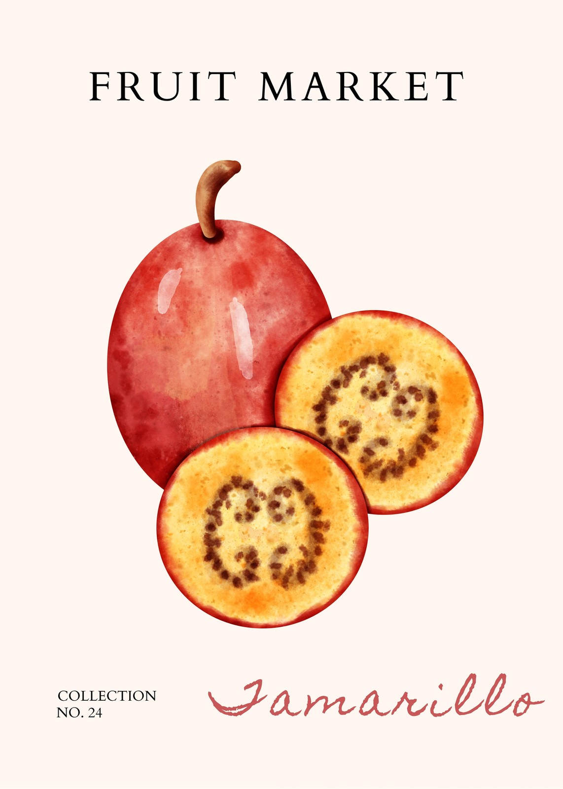 Tamarillo Fruit Market Watercolor Wall Art