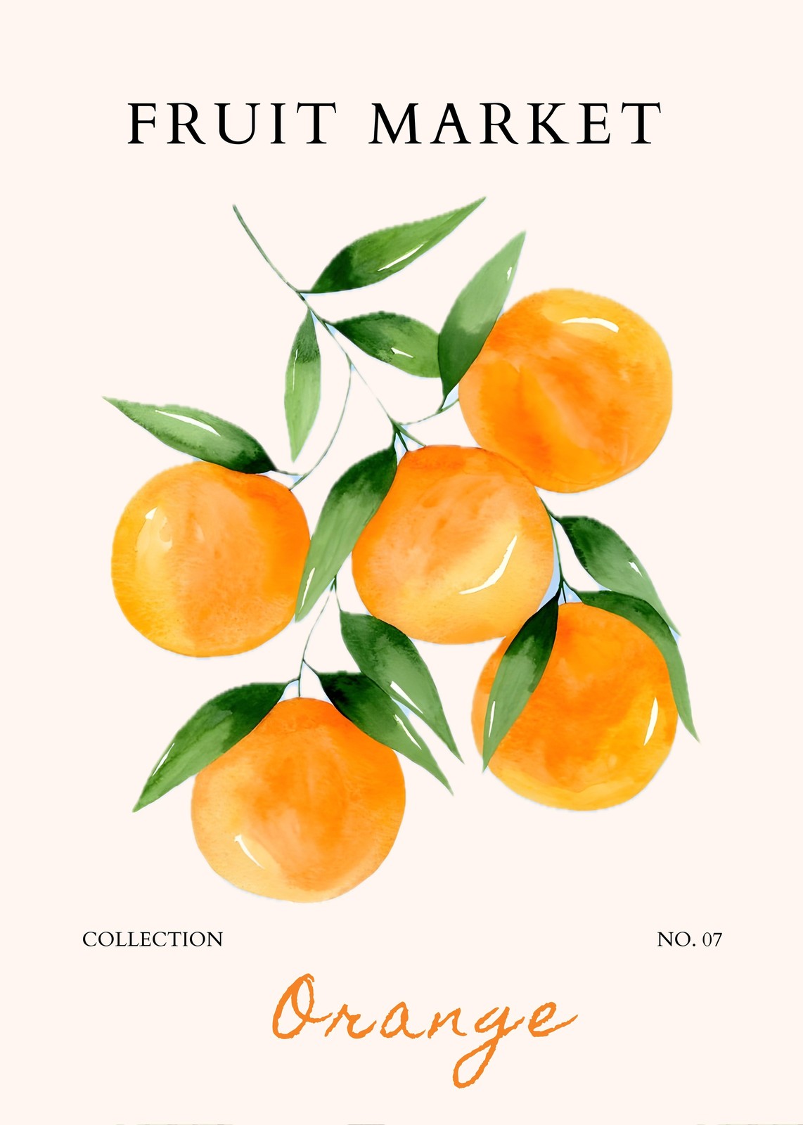 Vibrant Orange Grove Watercolor Wall Art