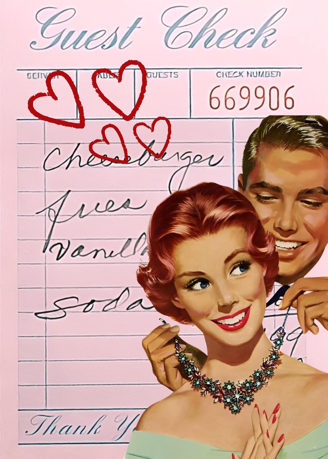 Retro Romance Diner Hearts Wall Art