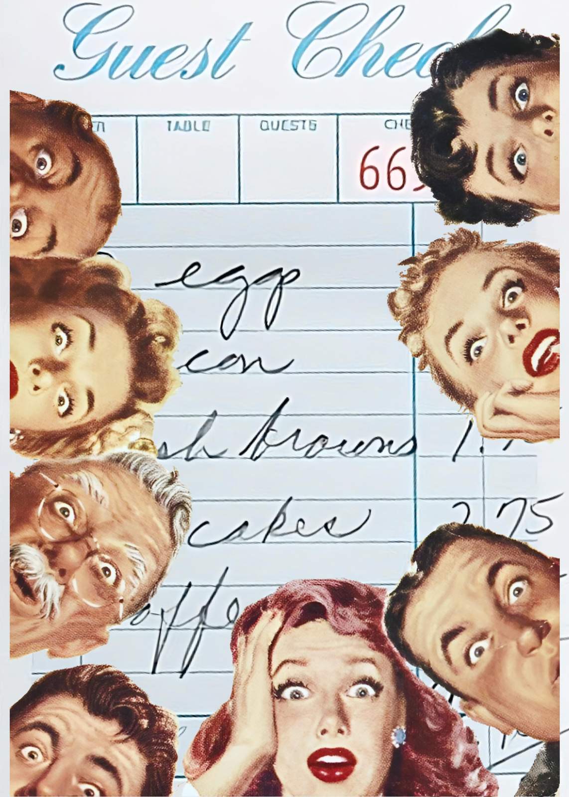 Retro Diner Faces Guest Check Wall Art
