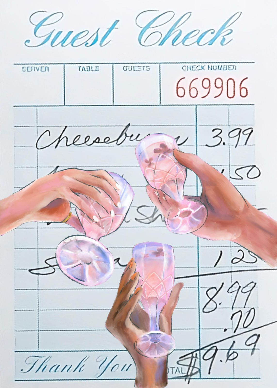 Elegant Toast Guest Check Wall Art