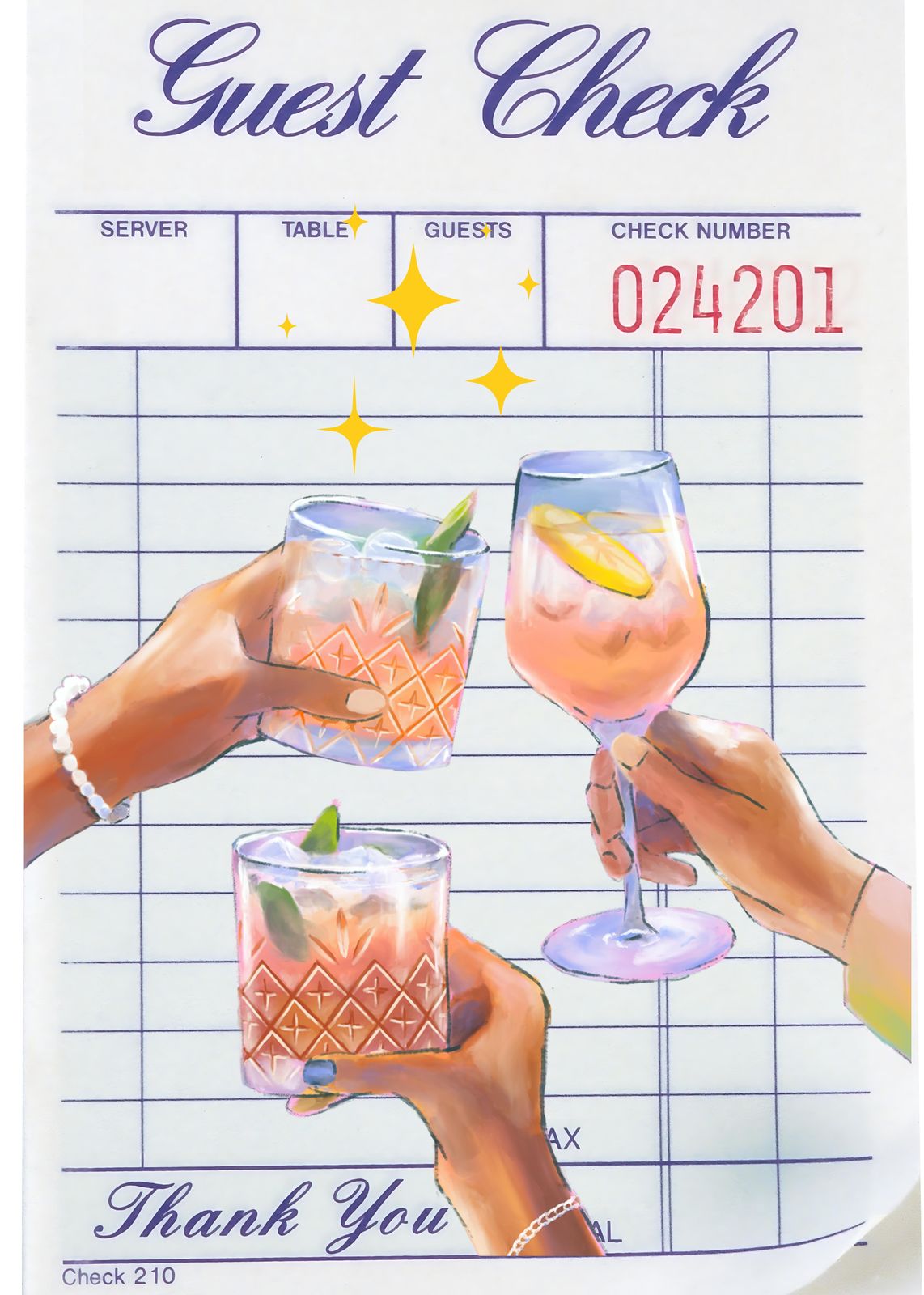 Cheers Cocktail Toast Guest Check Wall Art