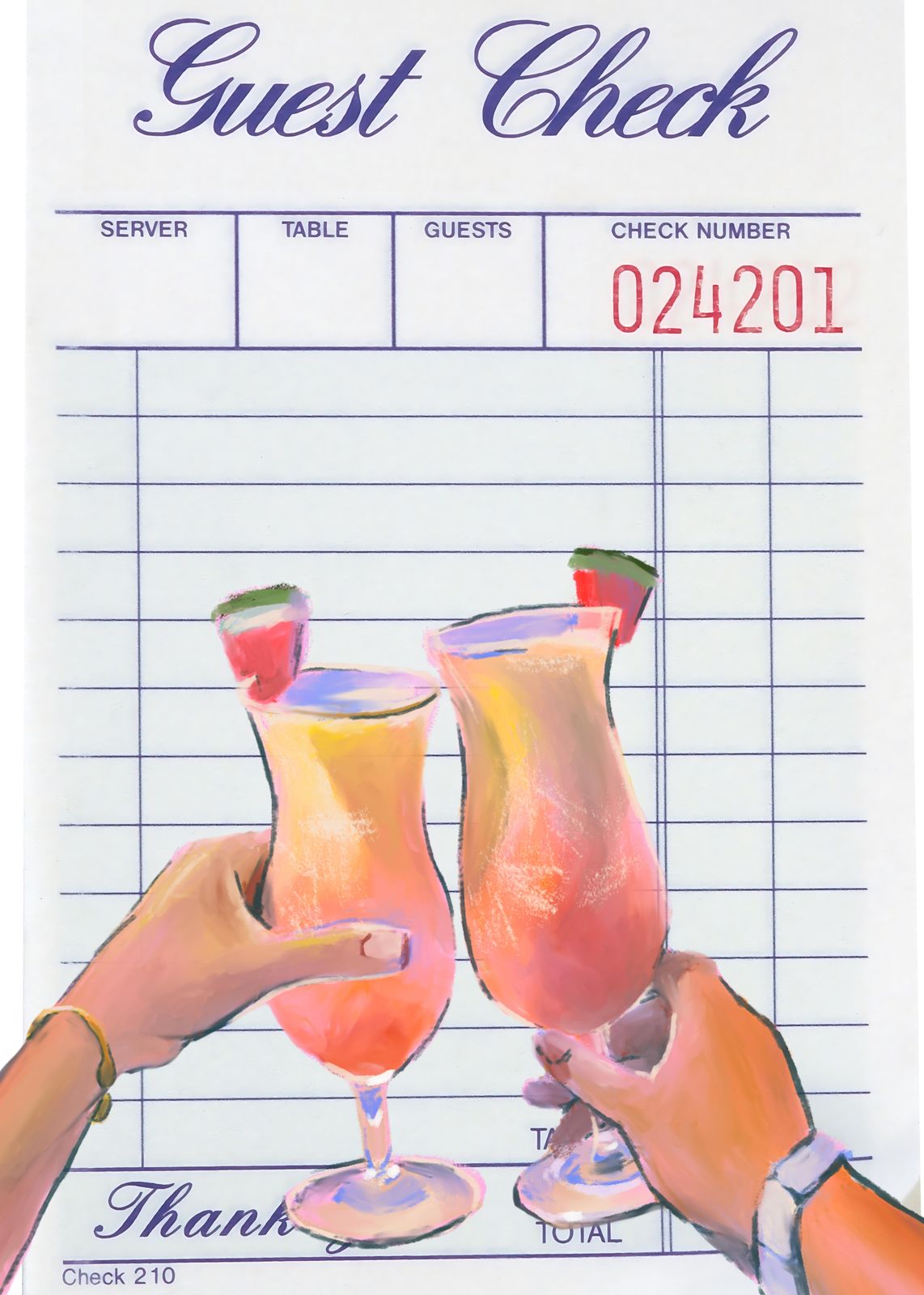 Cheers Cocktail Toast Guest Check Wall Art