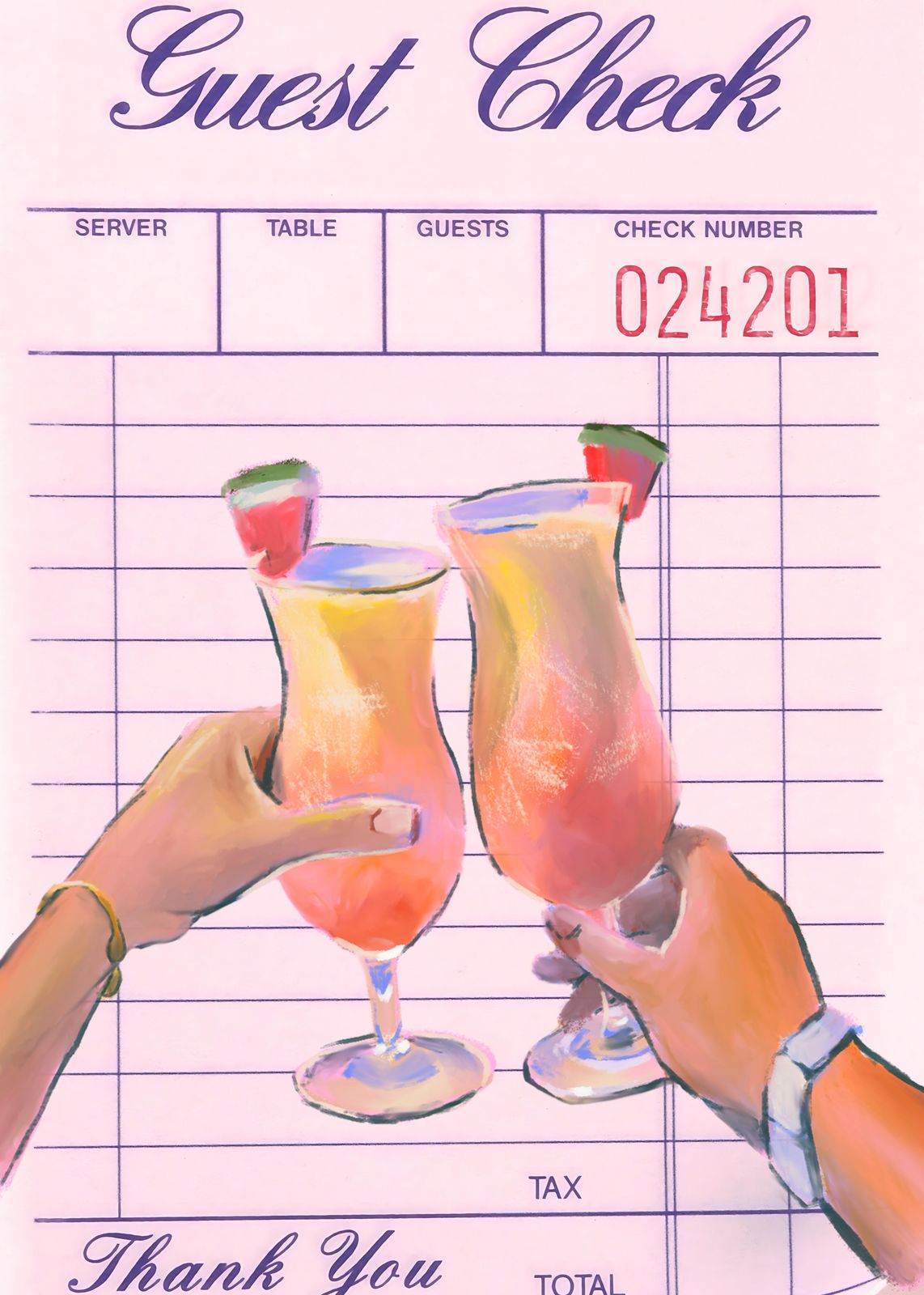 Cheers Cocktail Toast Guest Check Wall Art