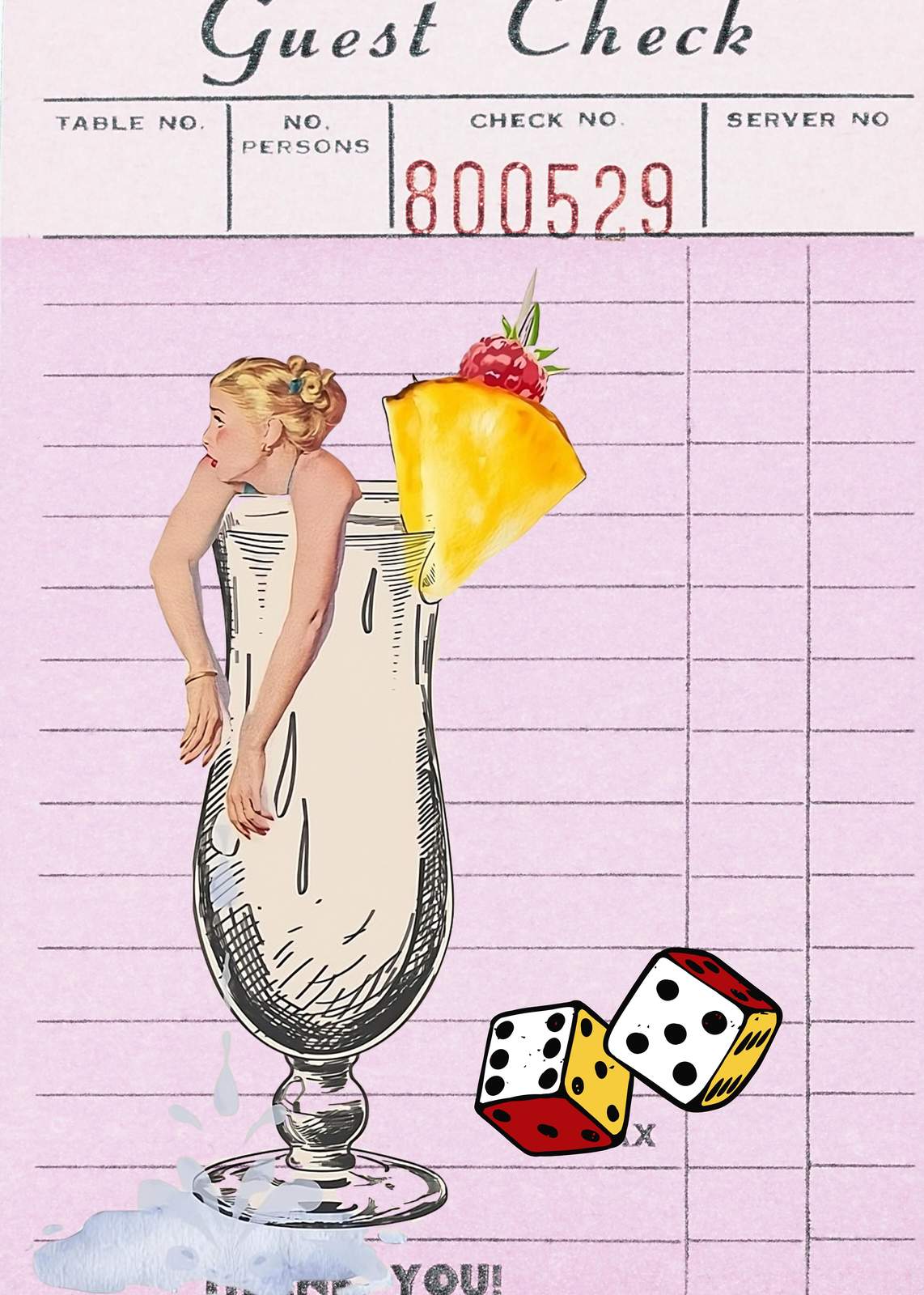 Retro Cocktail Diner Pin-up Dice Wall Art