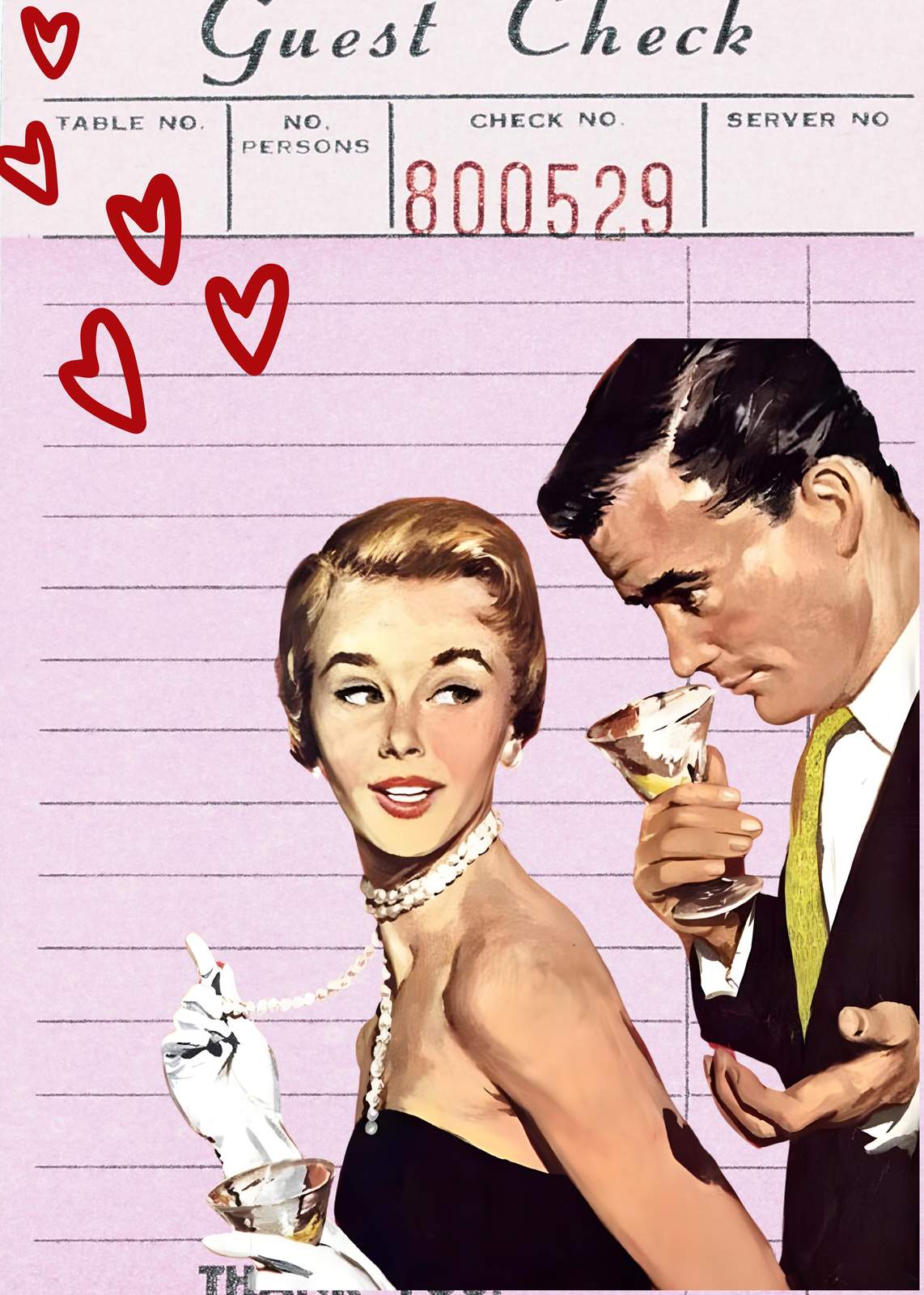 Vintage Romance Couple Guest Check Wall Art
