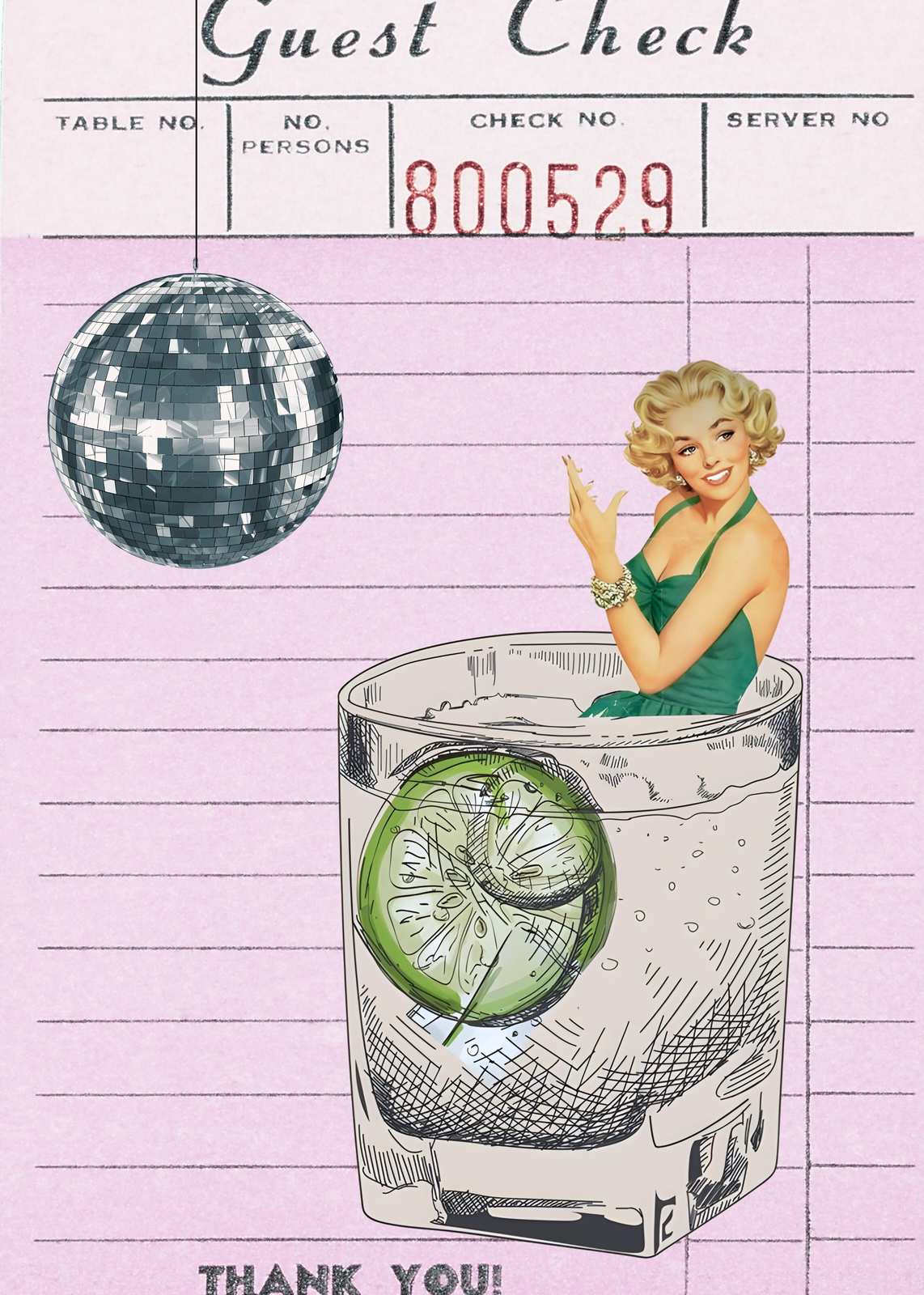 Retro Disco Glam Girl Cocktail Wall Art