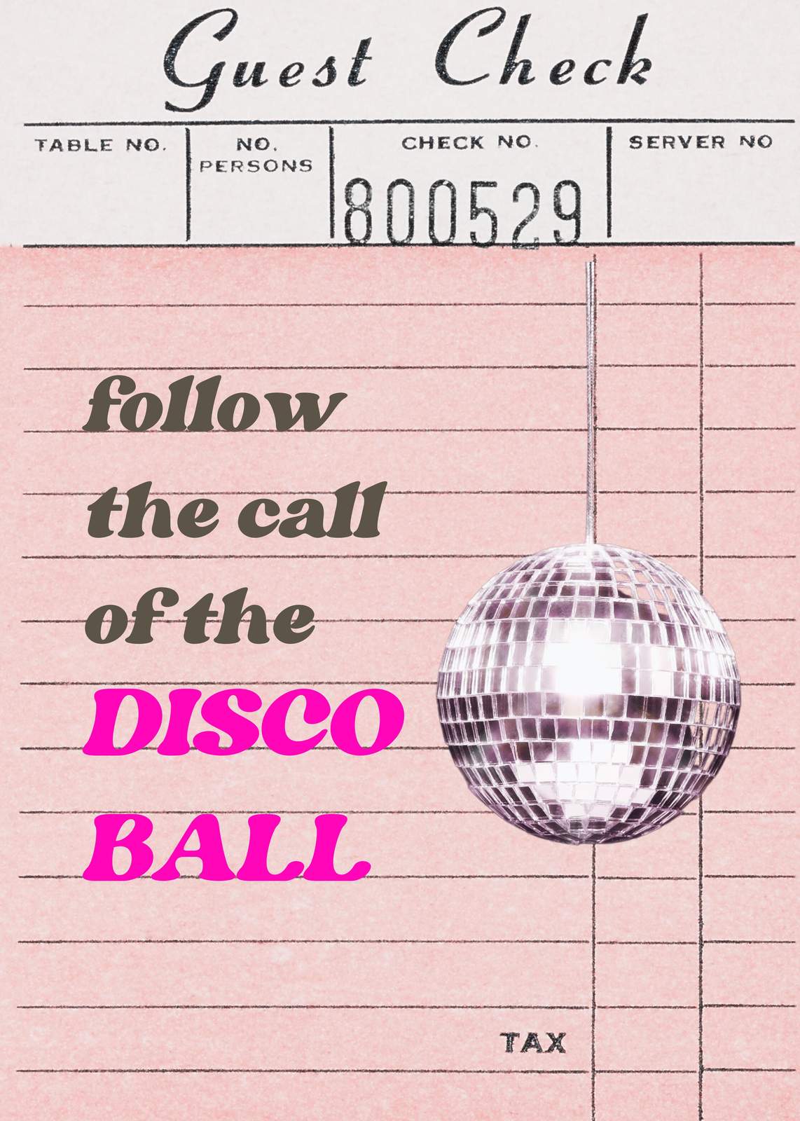 Retro Disco Ball Guest Check Wall Art