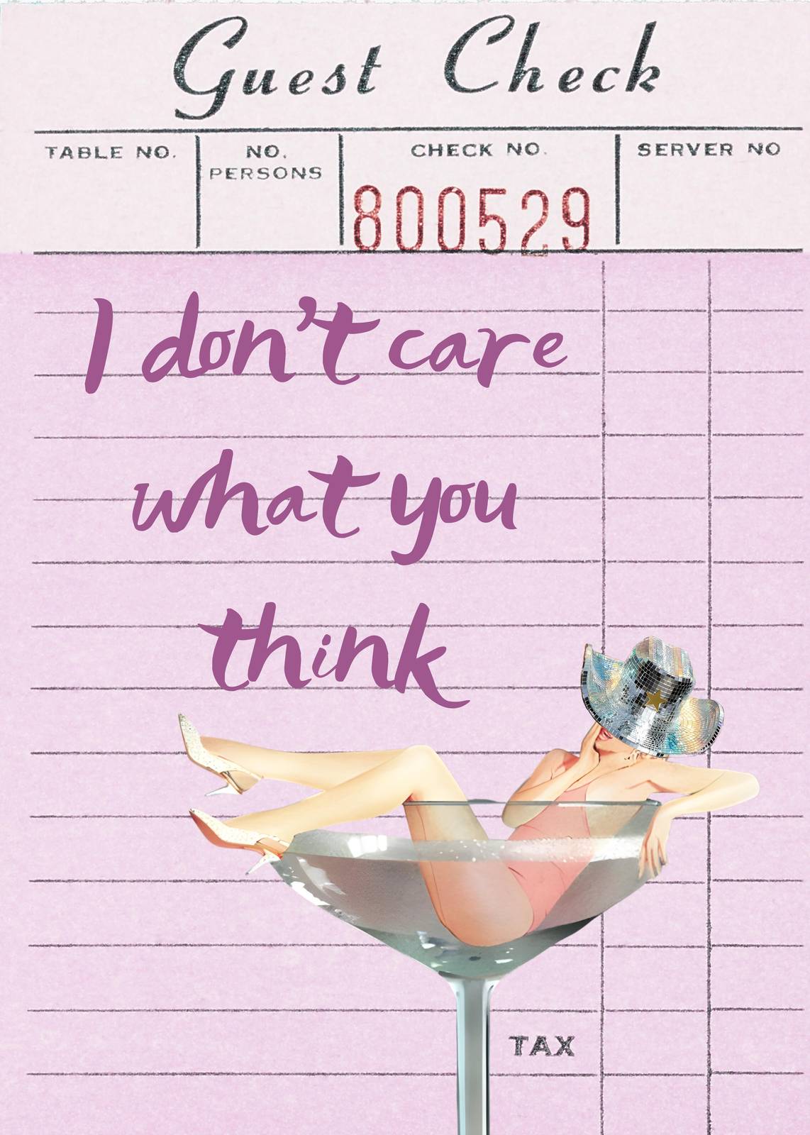 Glamorous Queen "I Don't Care" Guest Check Wall Art