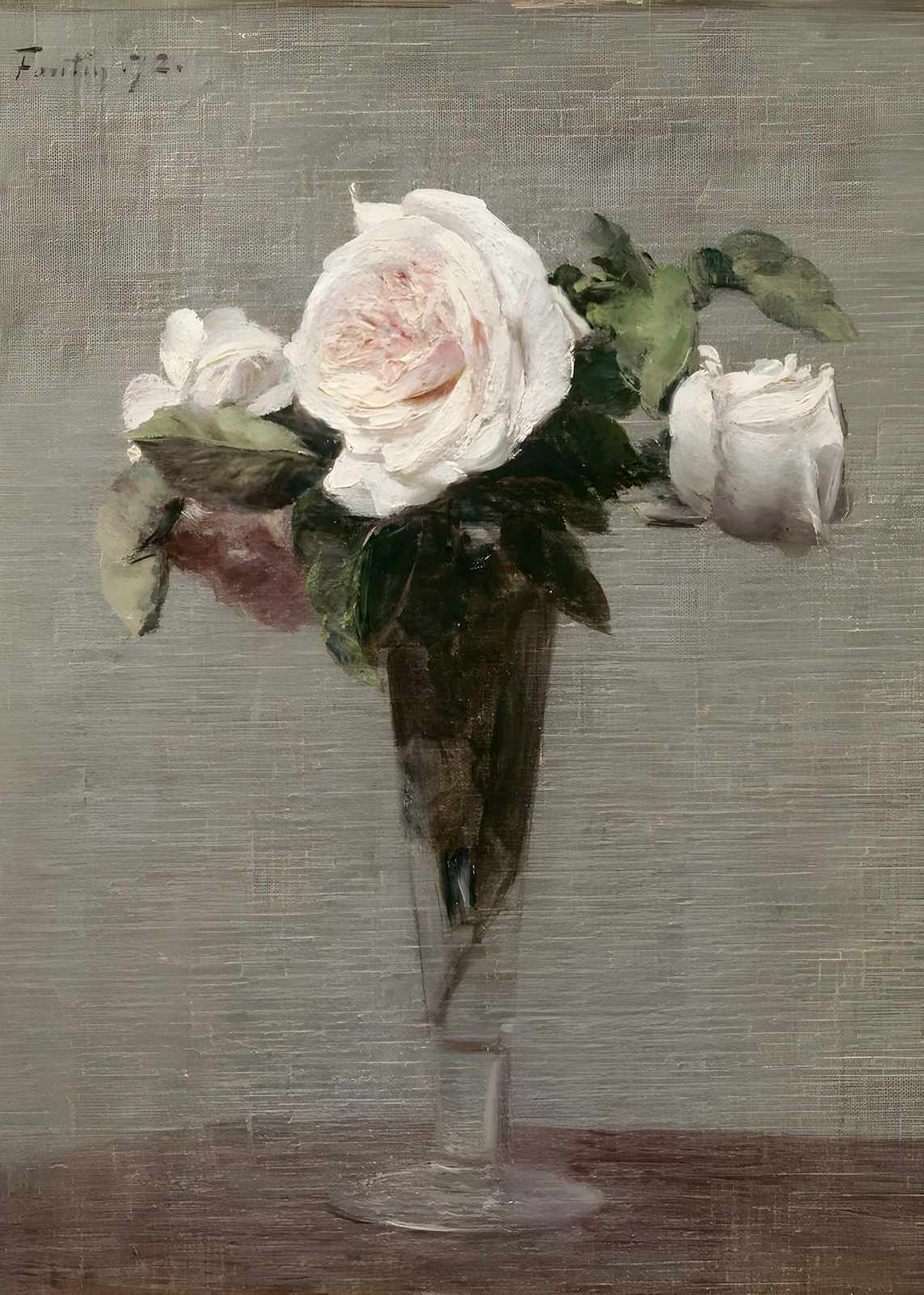 Elegant White Roses Still Life Wall Art