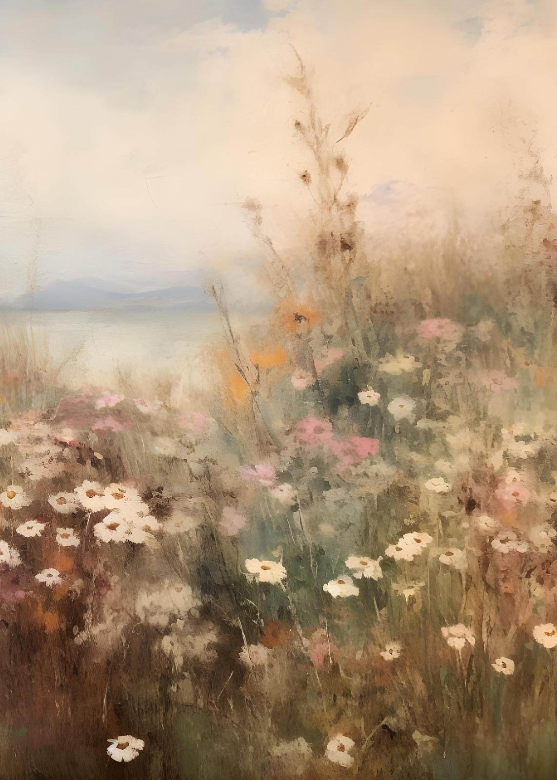 Serene Meadow Daisies & Sky Wall Art