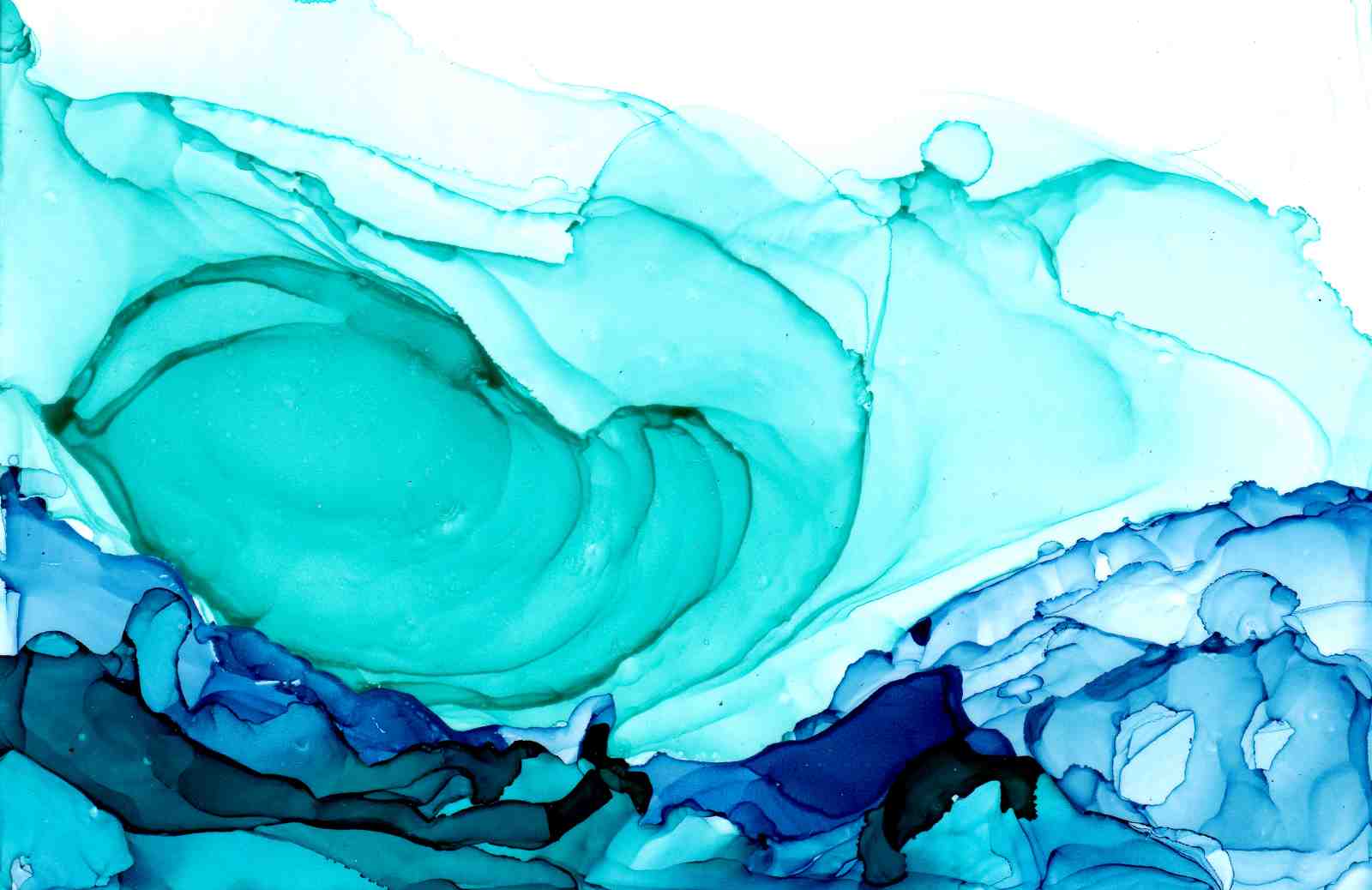 Ocean Swirl Turquoise & Blue Abstract Wall Art
