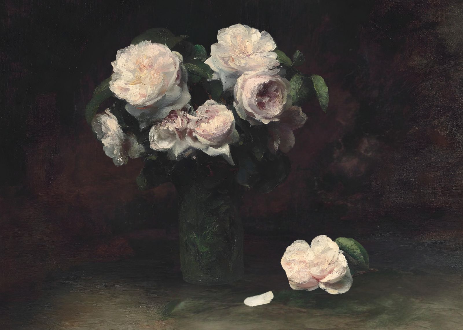 Elegant White Roses Still Life Wall Art