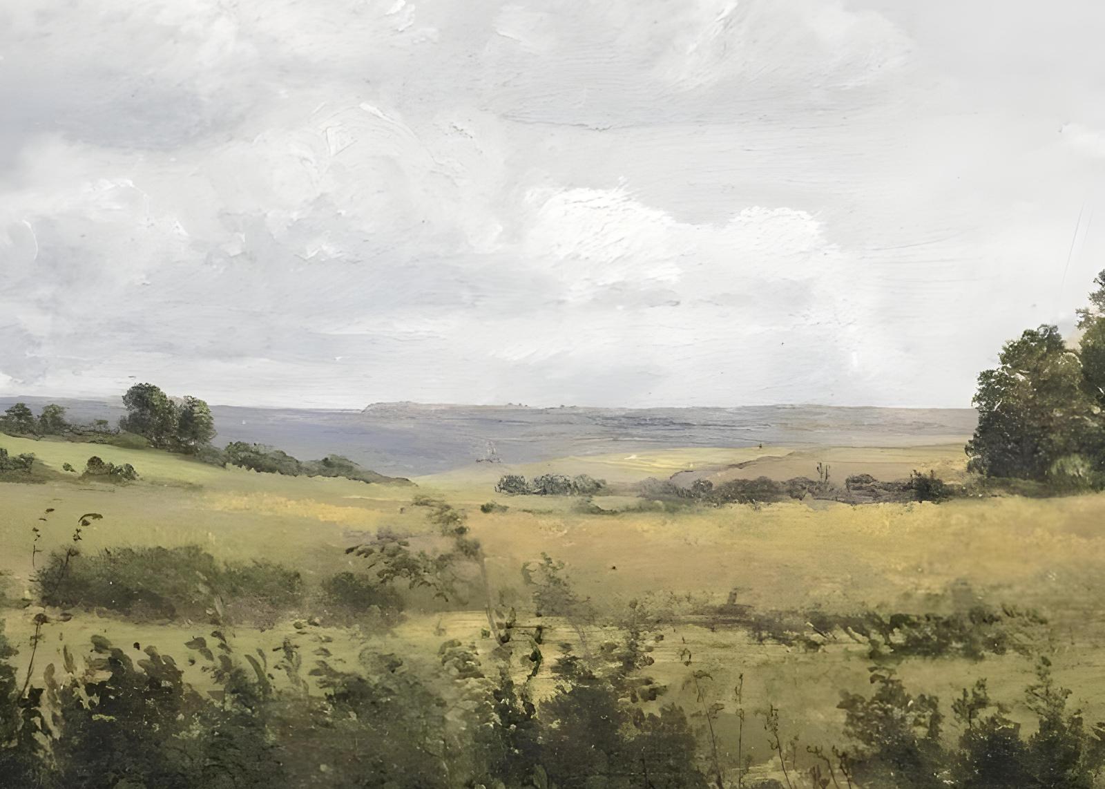 Serene Countryside Landscape Oil Painting Wall Art